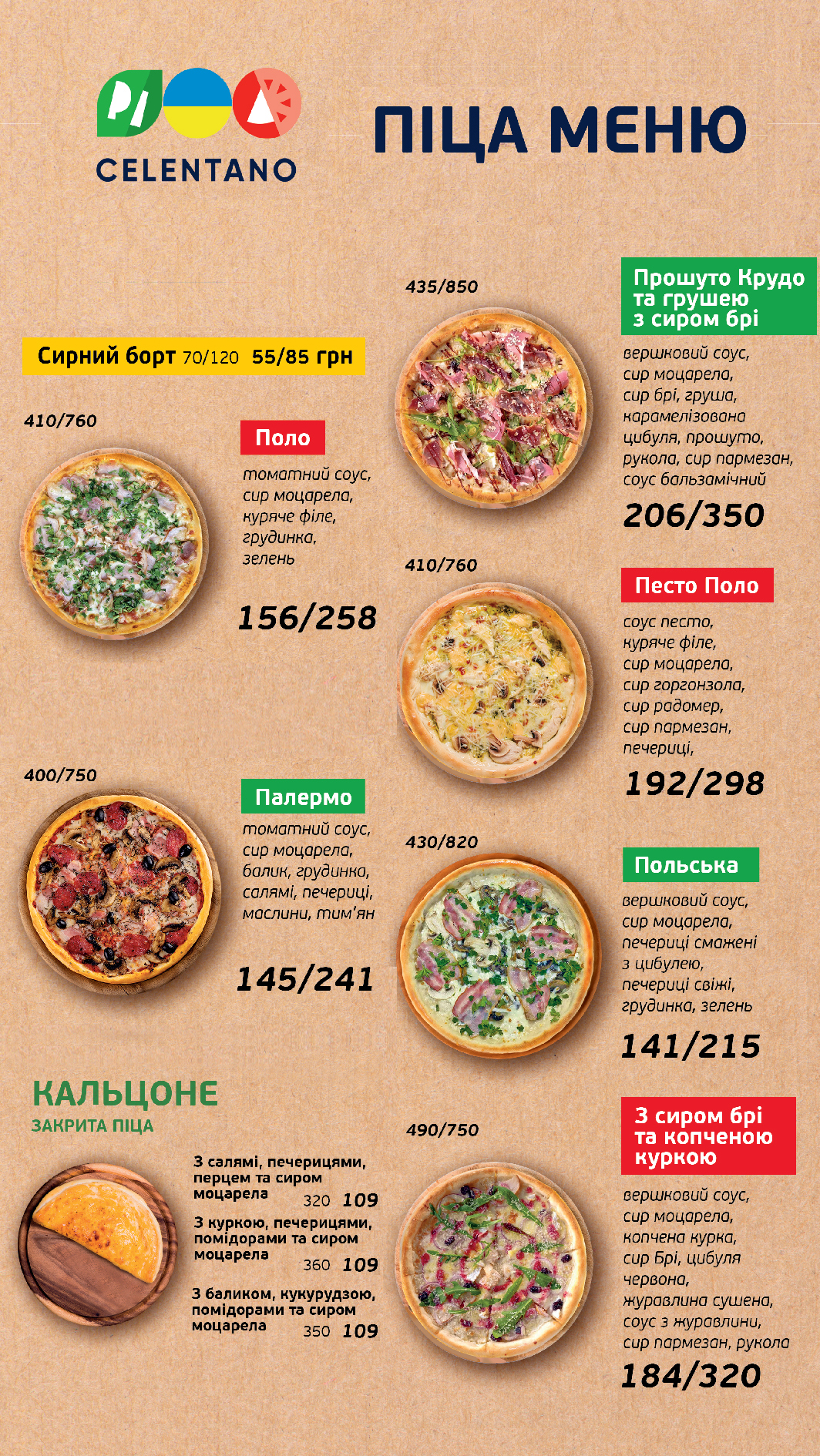 Celentano Pizza menu 7