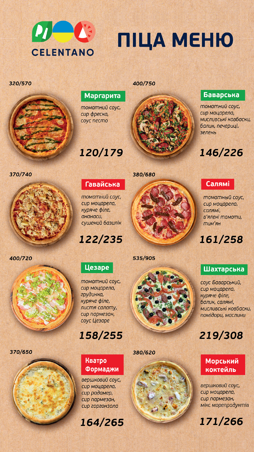 Celentano Pizza menu 8