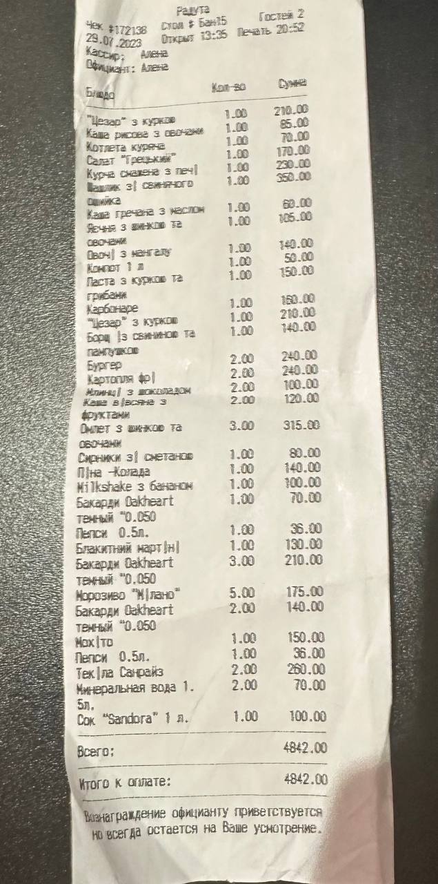 Raduta menu 12