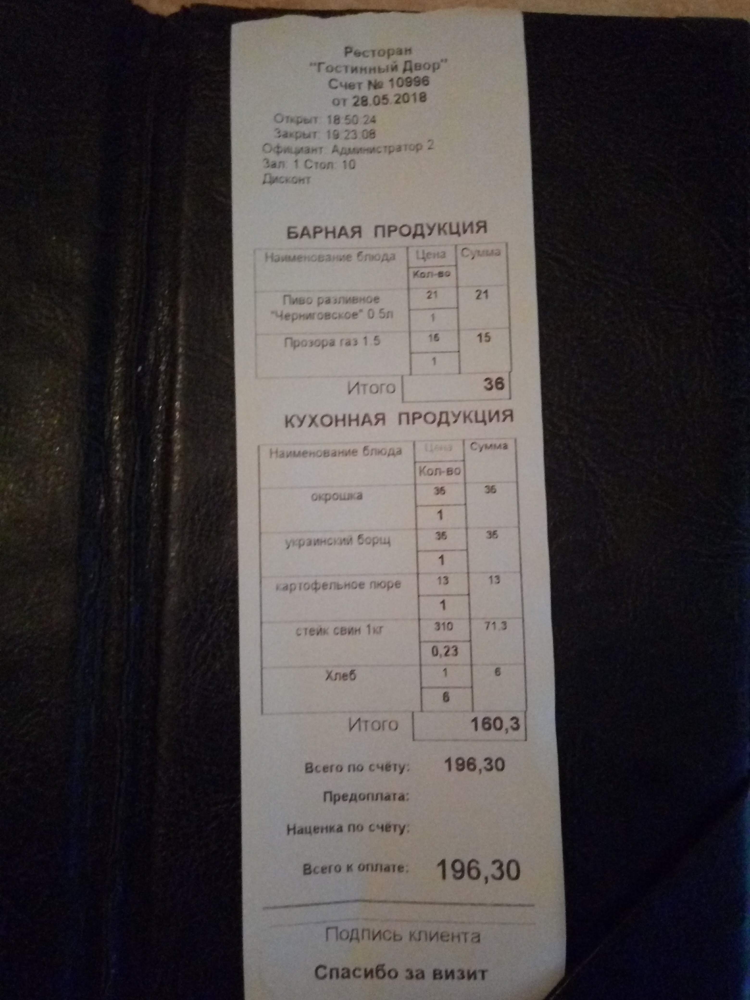 Hostynnyi Dvir menu 5