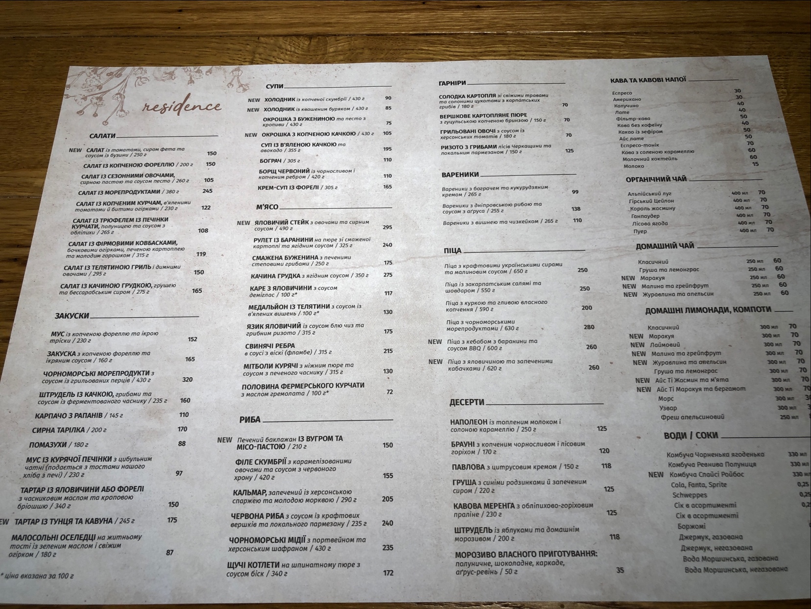 Residence menu 8