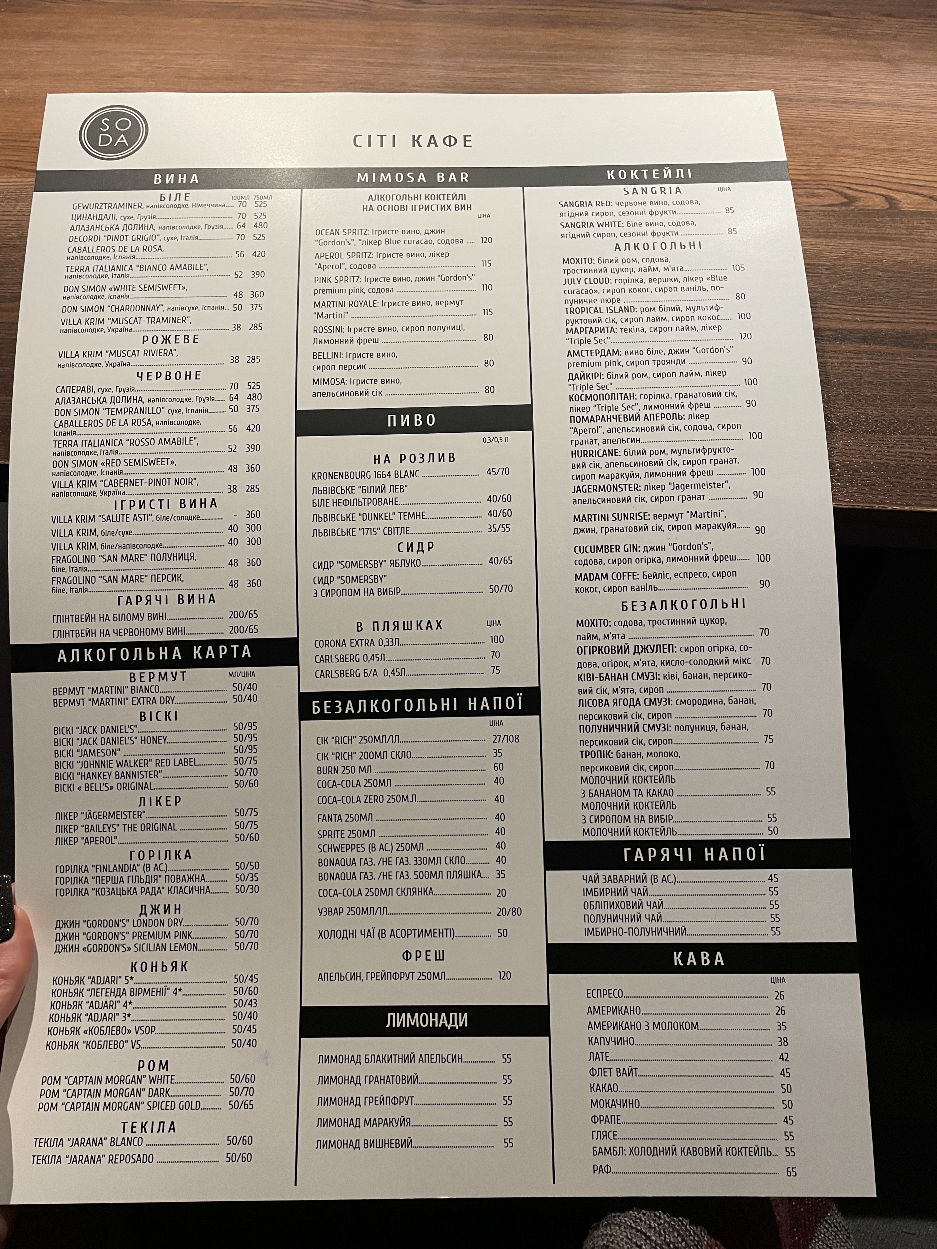 SODA city cafe menu 8