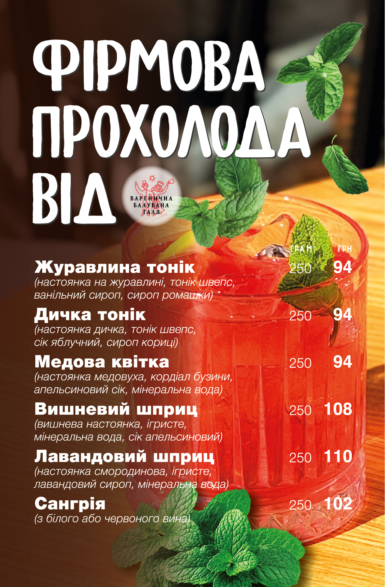 Varenychna Baluvana Galya menu 11