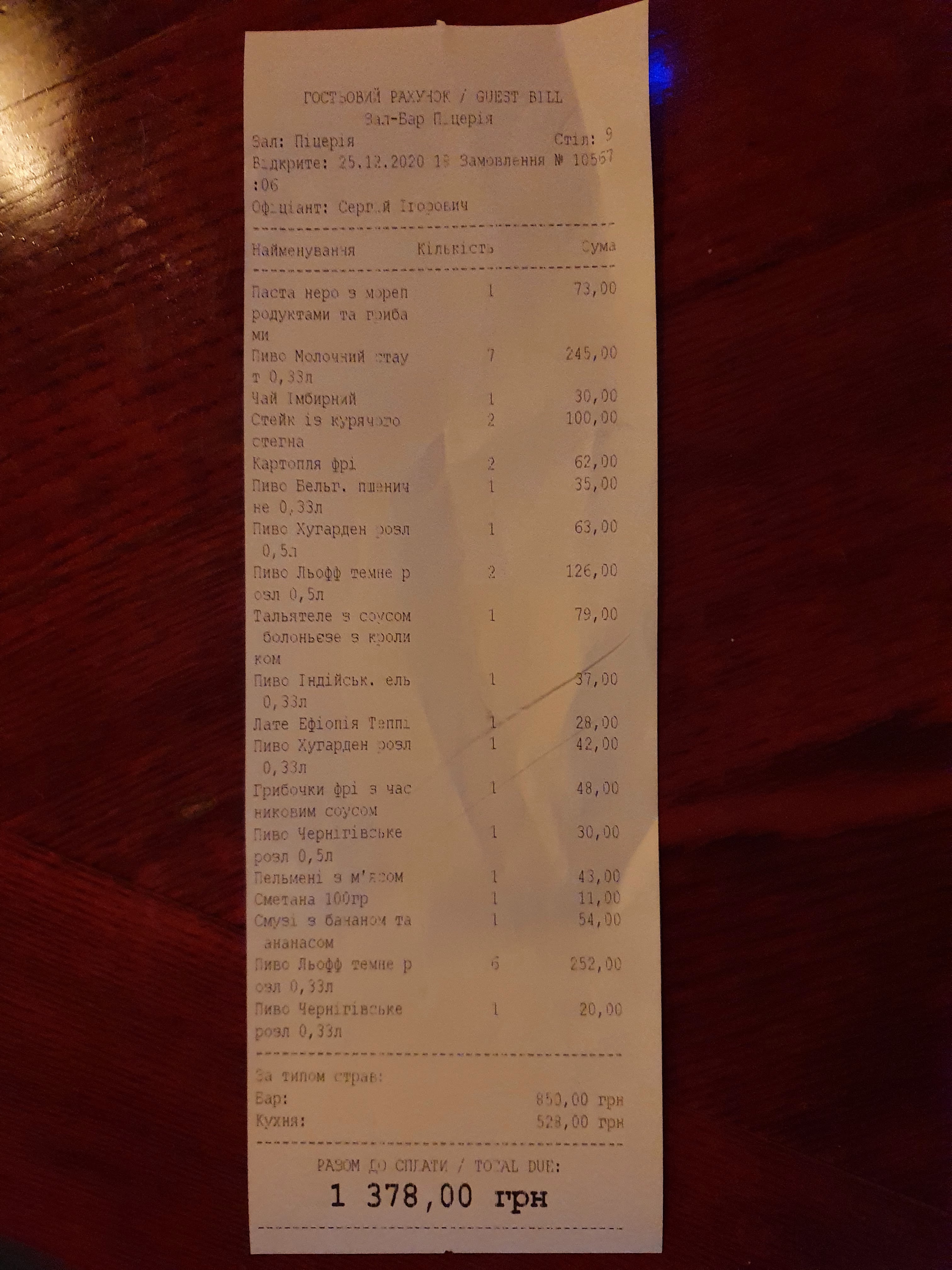 Cosa Nostra menu 6