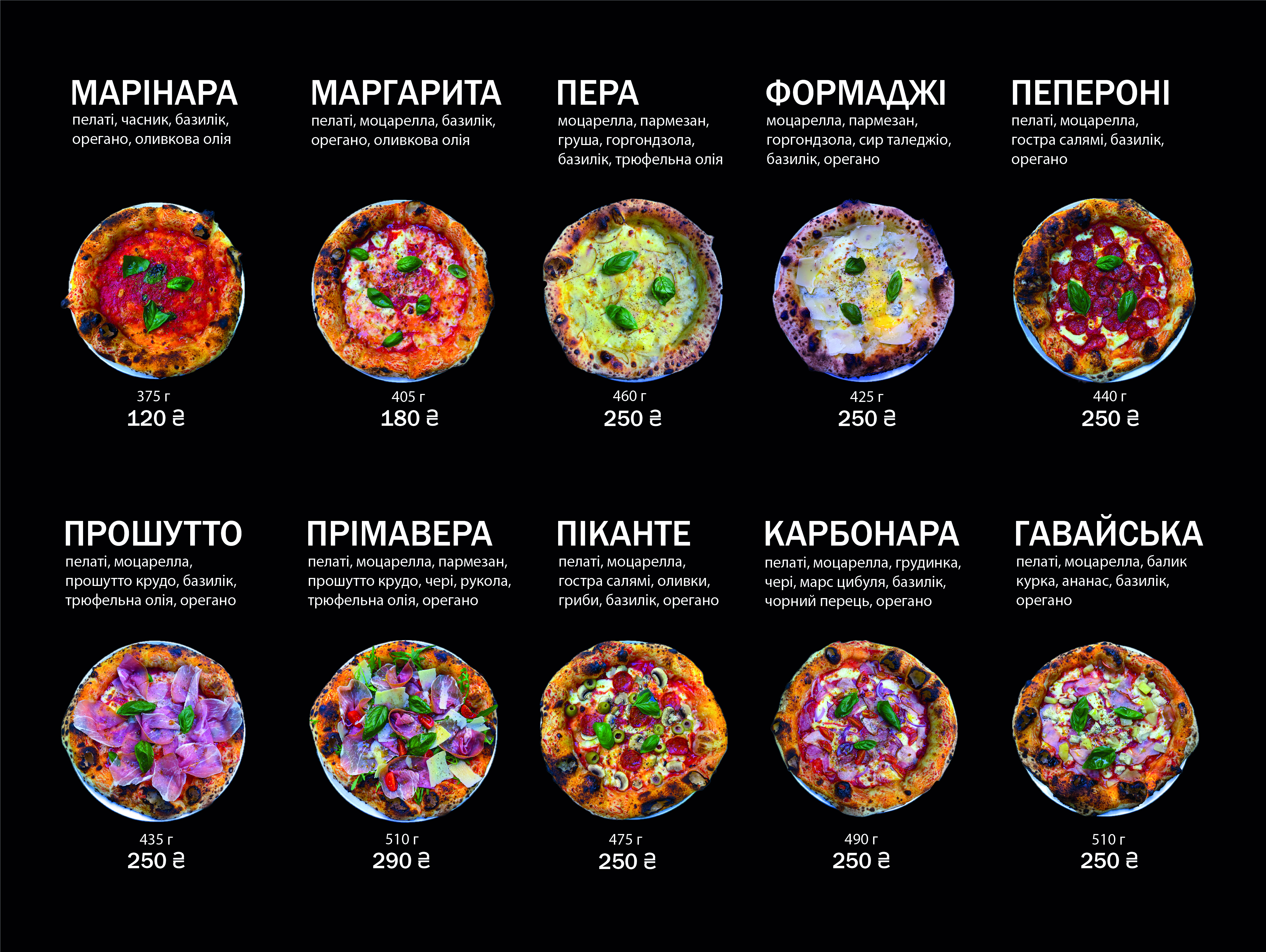 Dovas Pizza menu 1