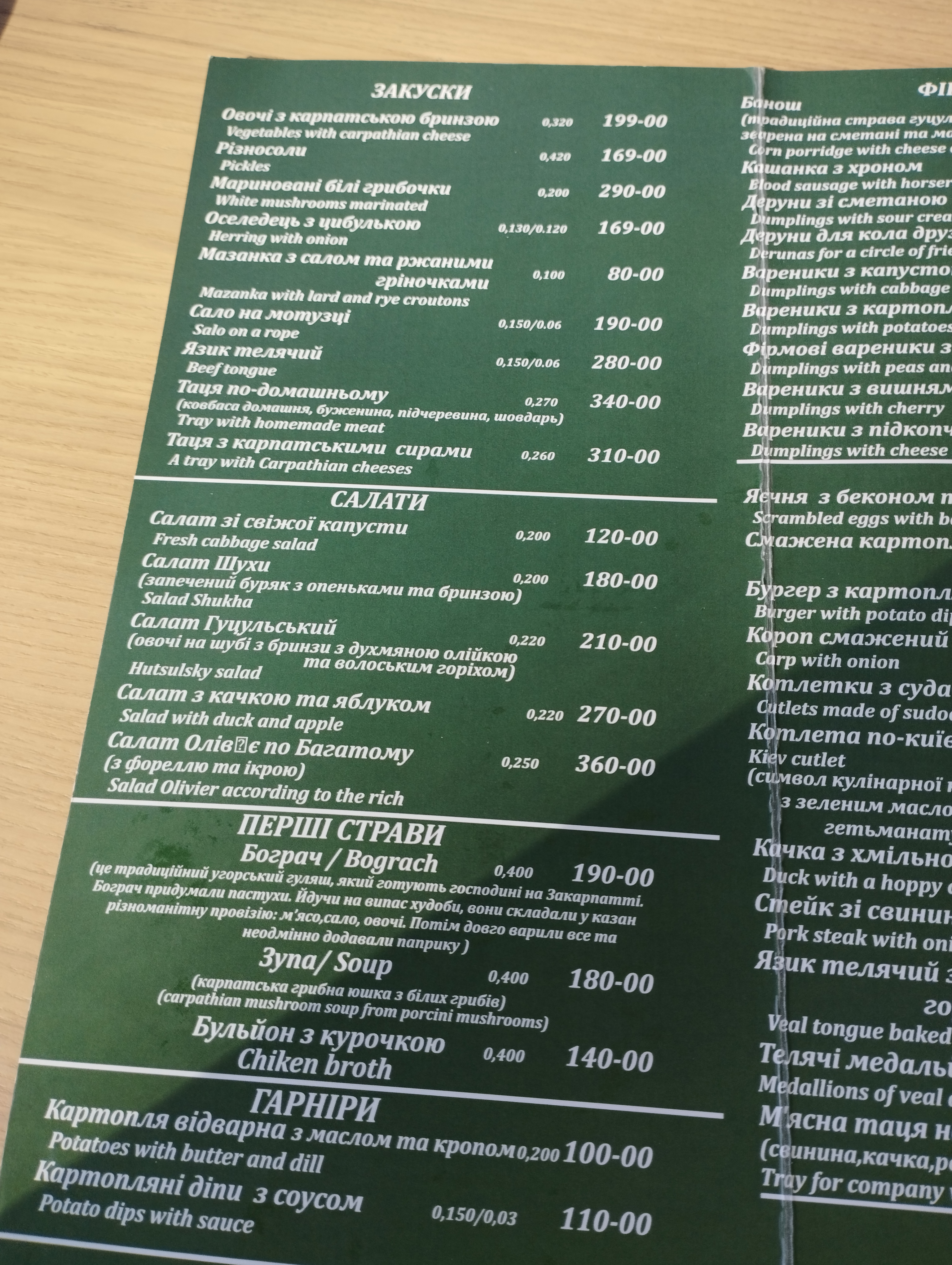 Hvoya menu 2