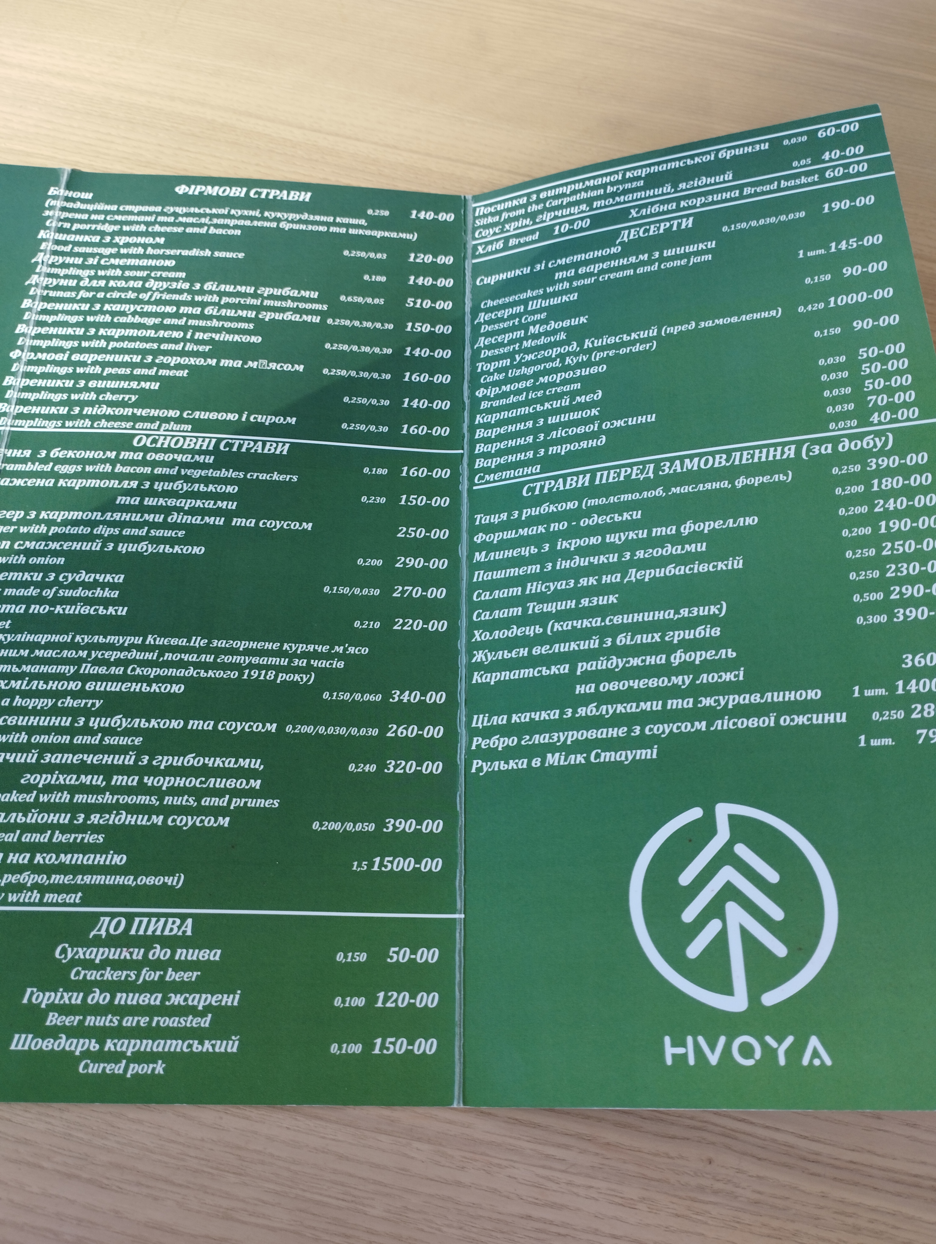Hvoya menu 6