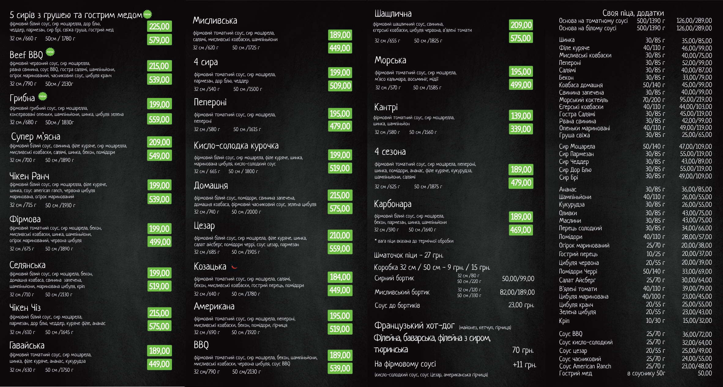 Street Pizza menu 2