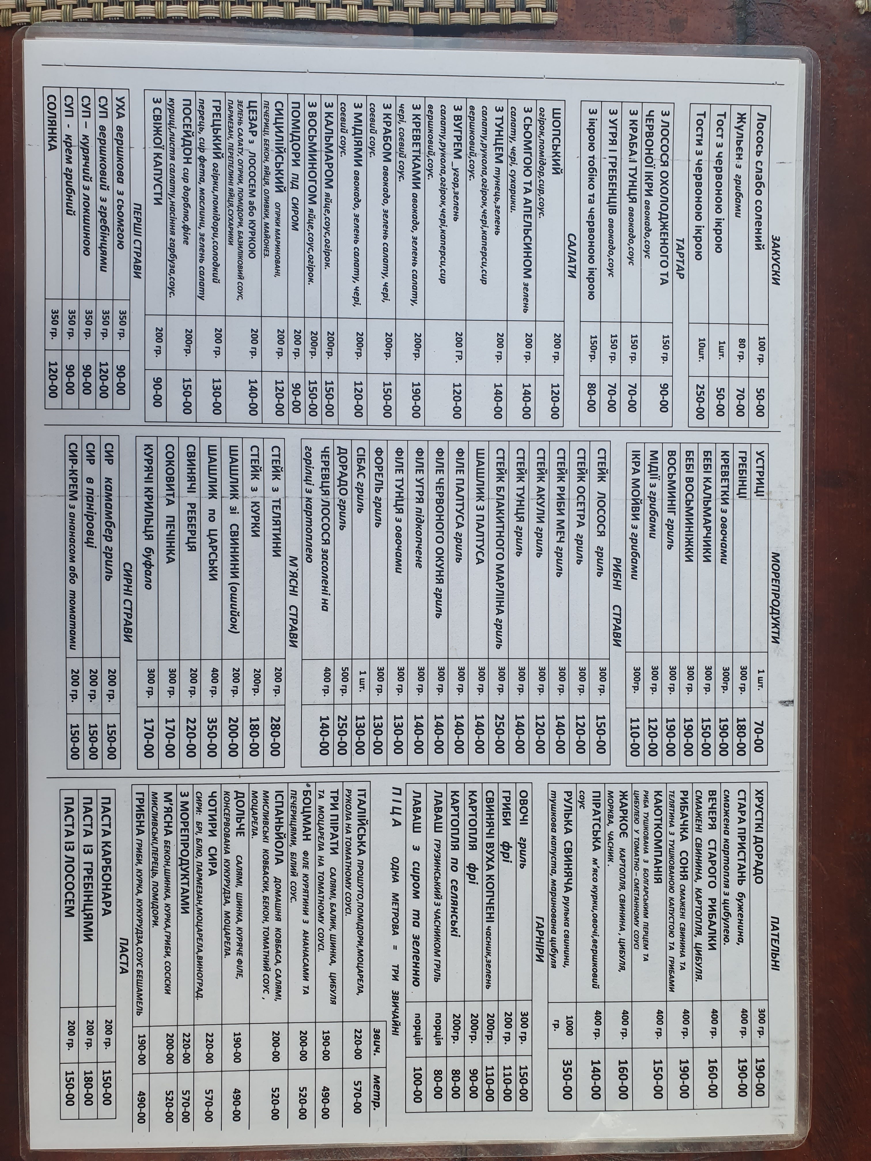 Stara Prystanʹ menu 6