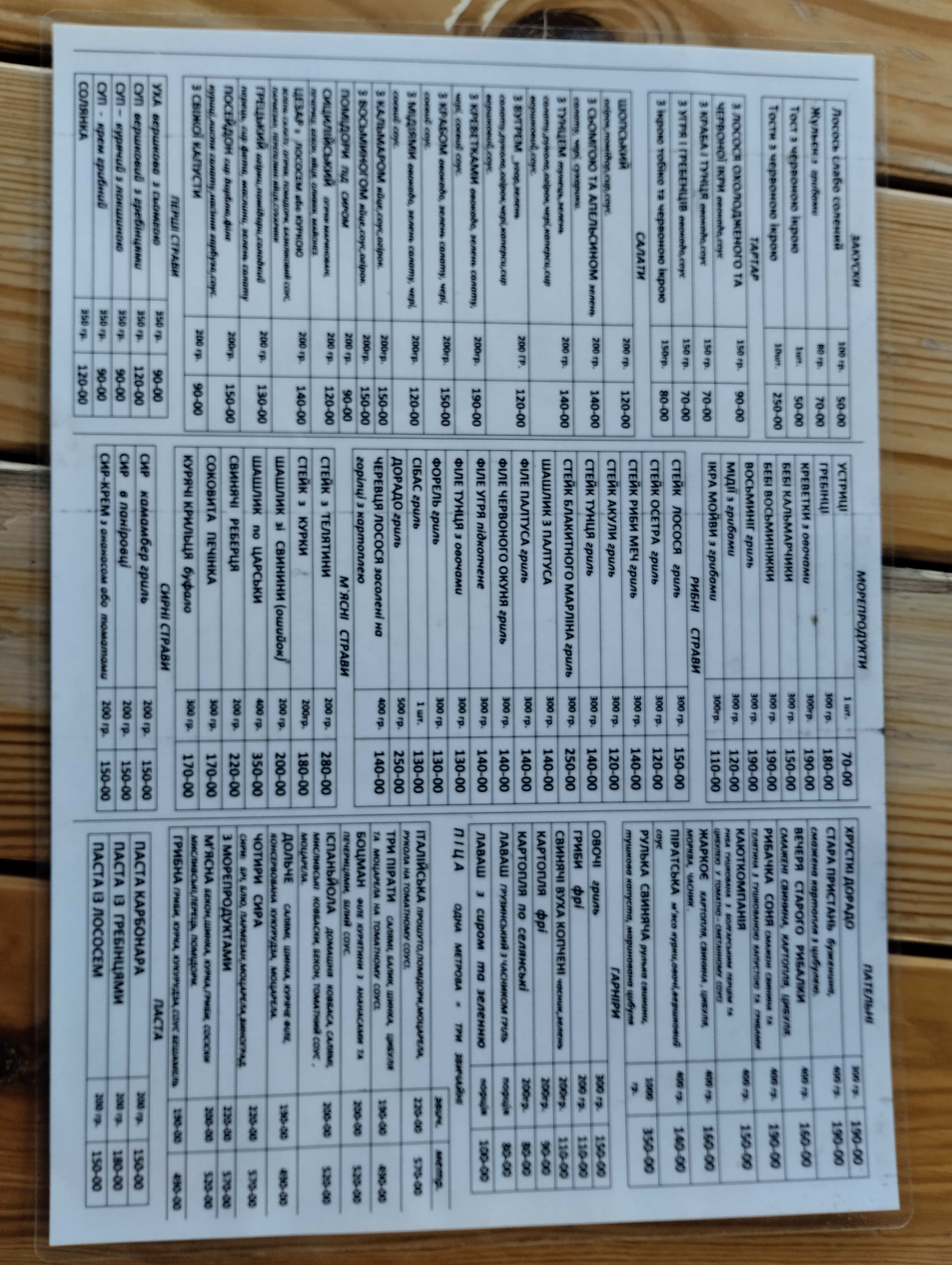 Stara Prystanʹ menu 8