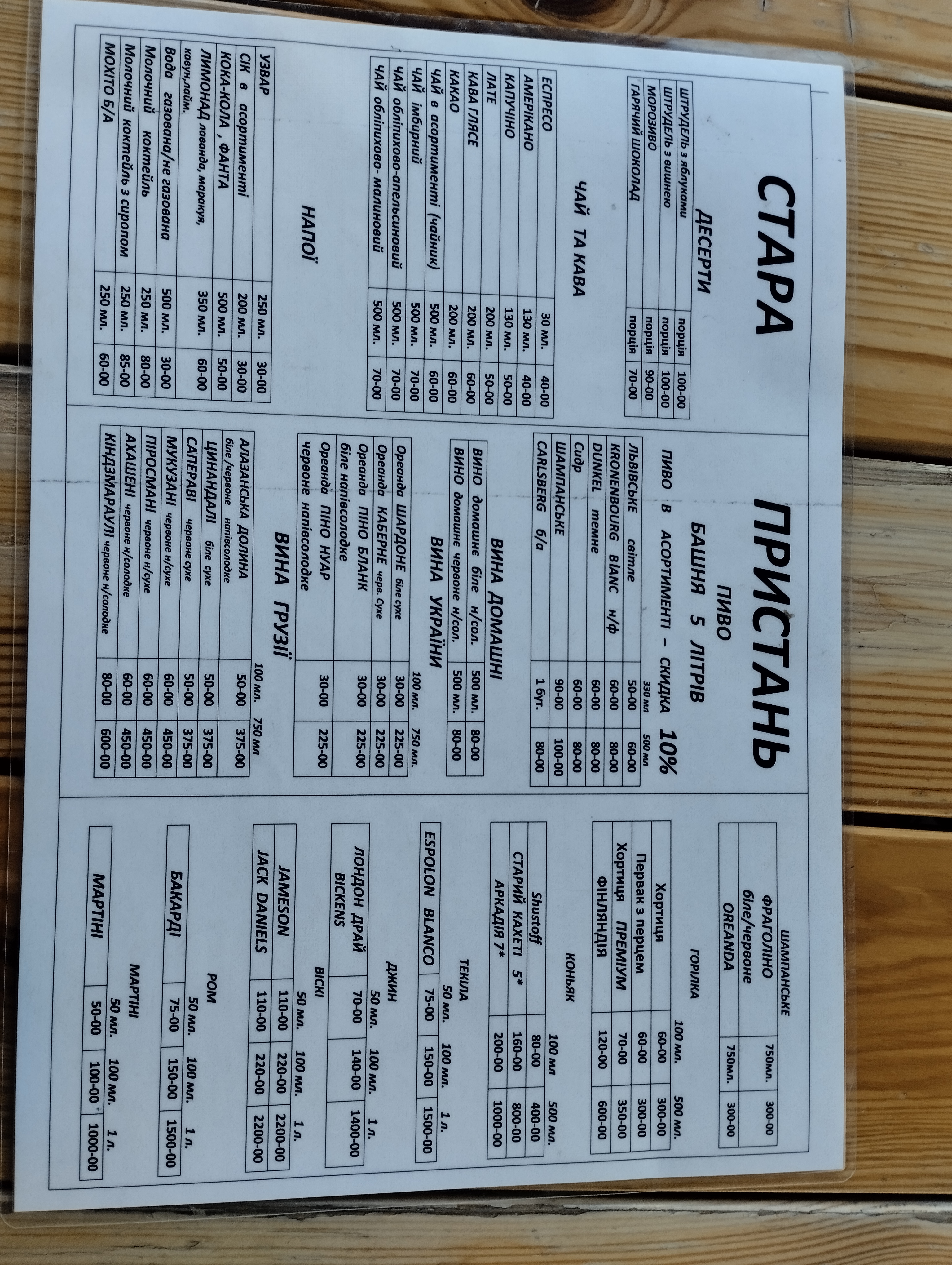 Stara Prystanʹ menu 10