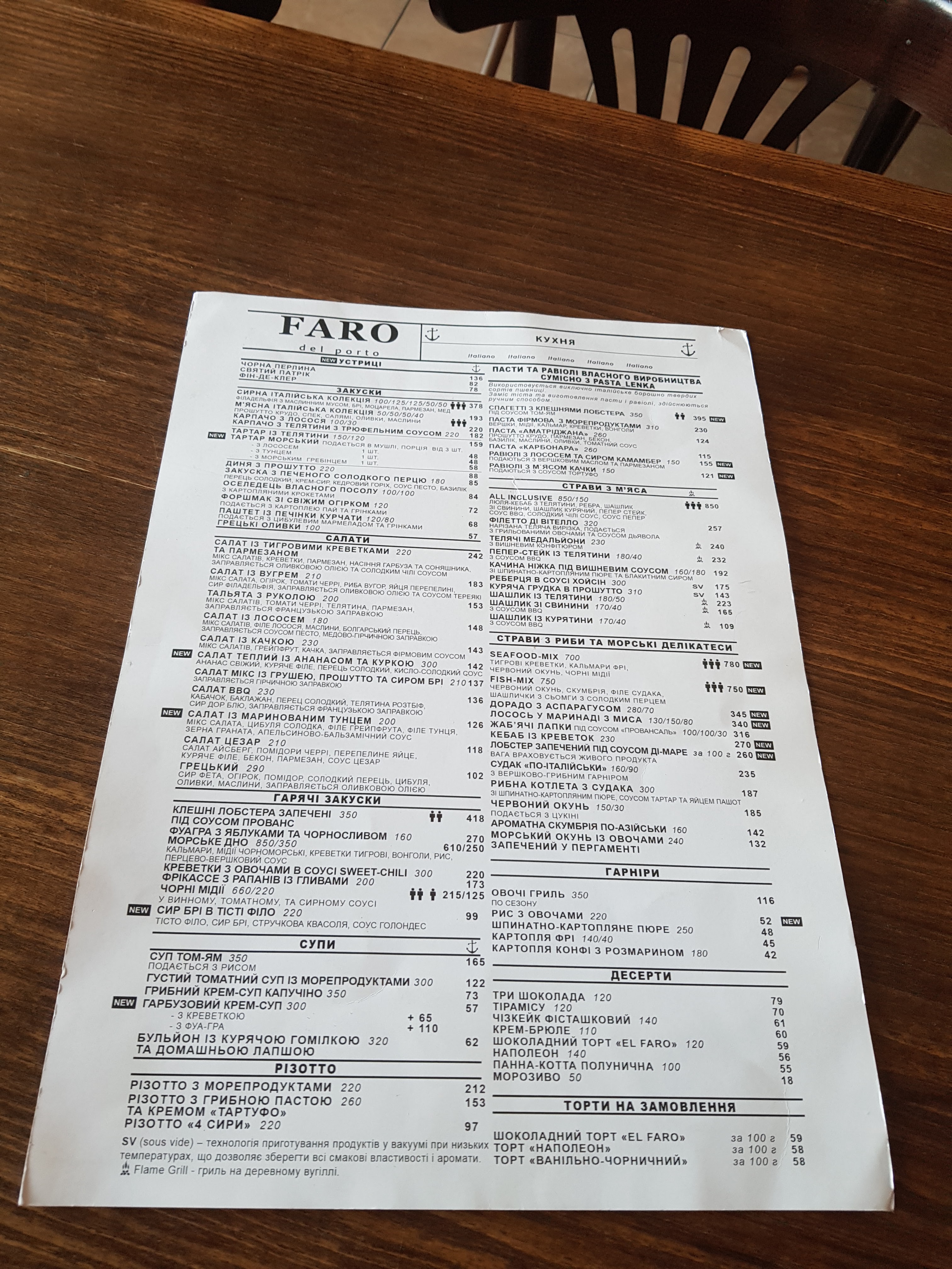 Faro del Porto menu 8