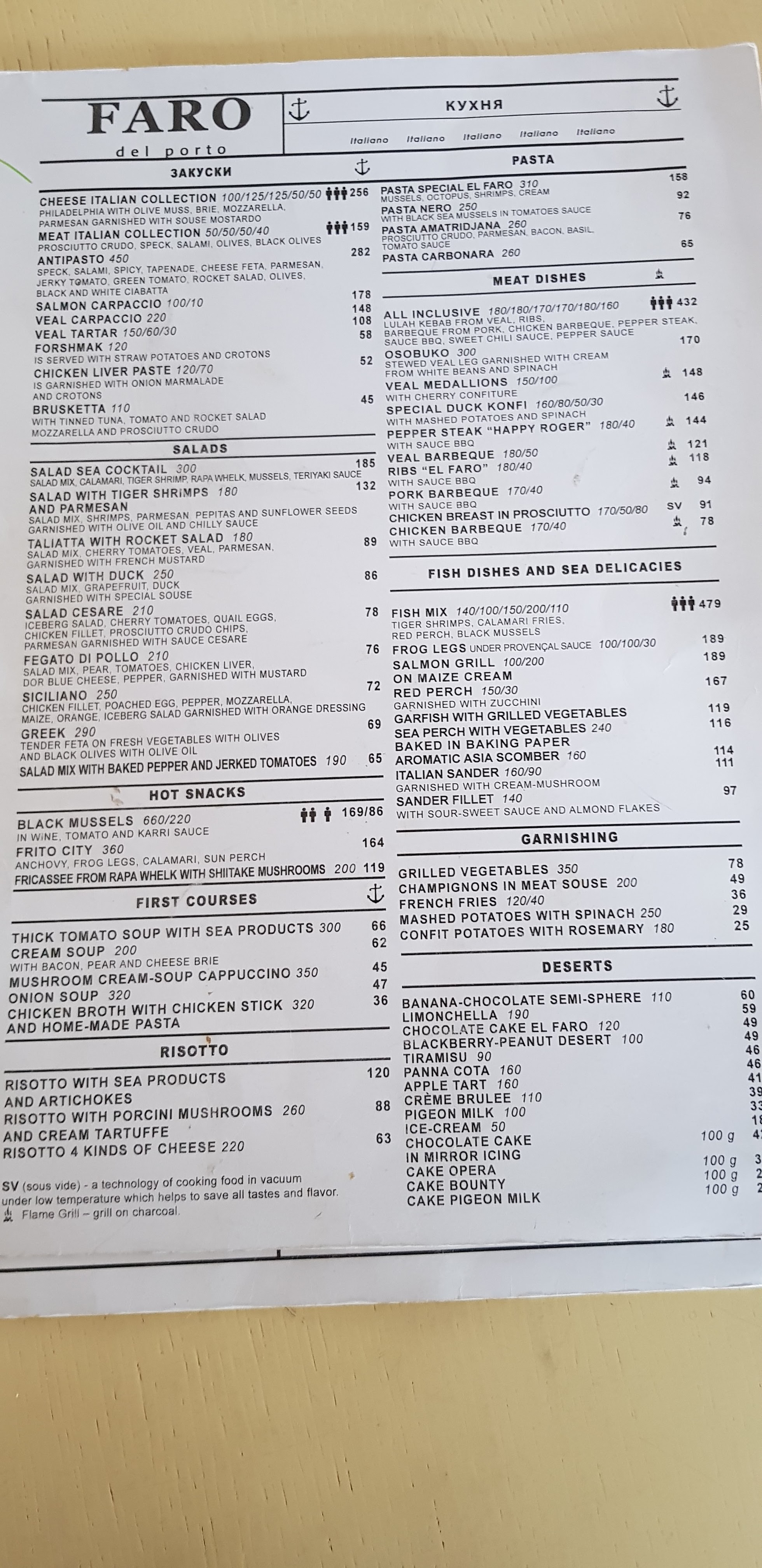 Faro del Porto menu 11