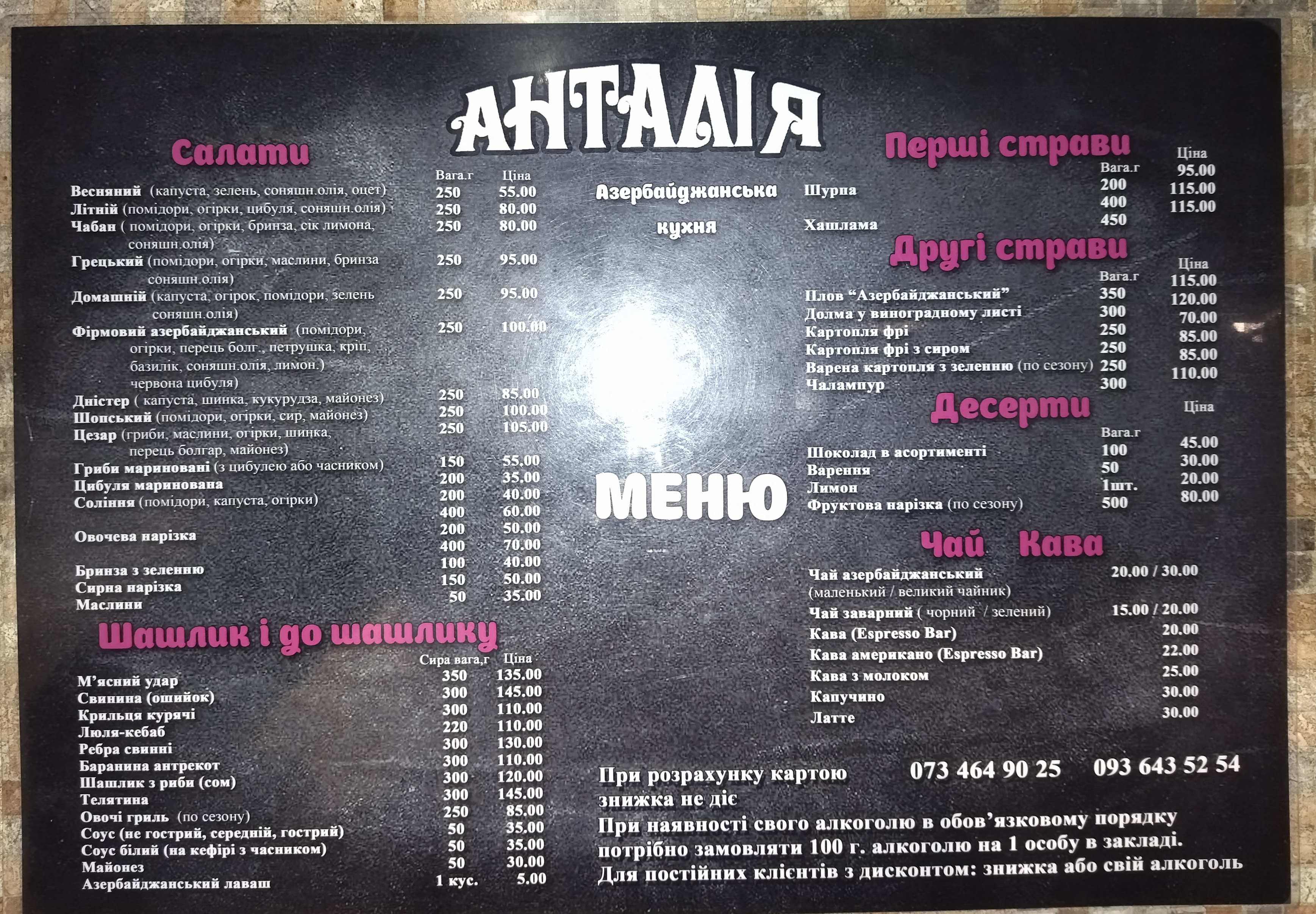 Анталія menu 3