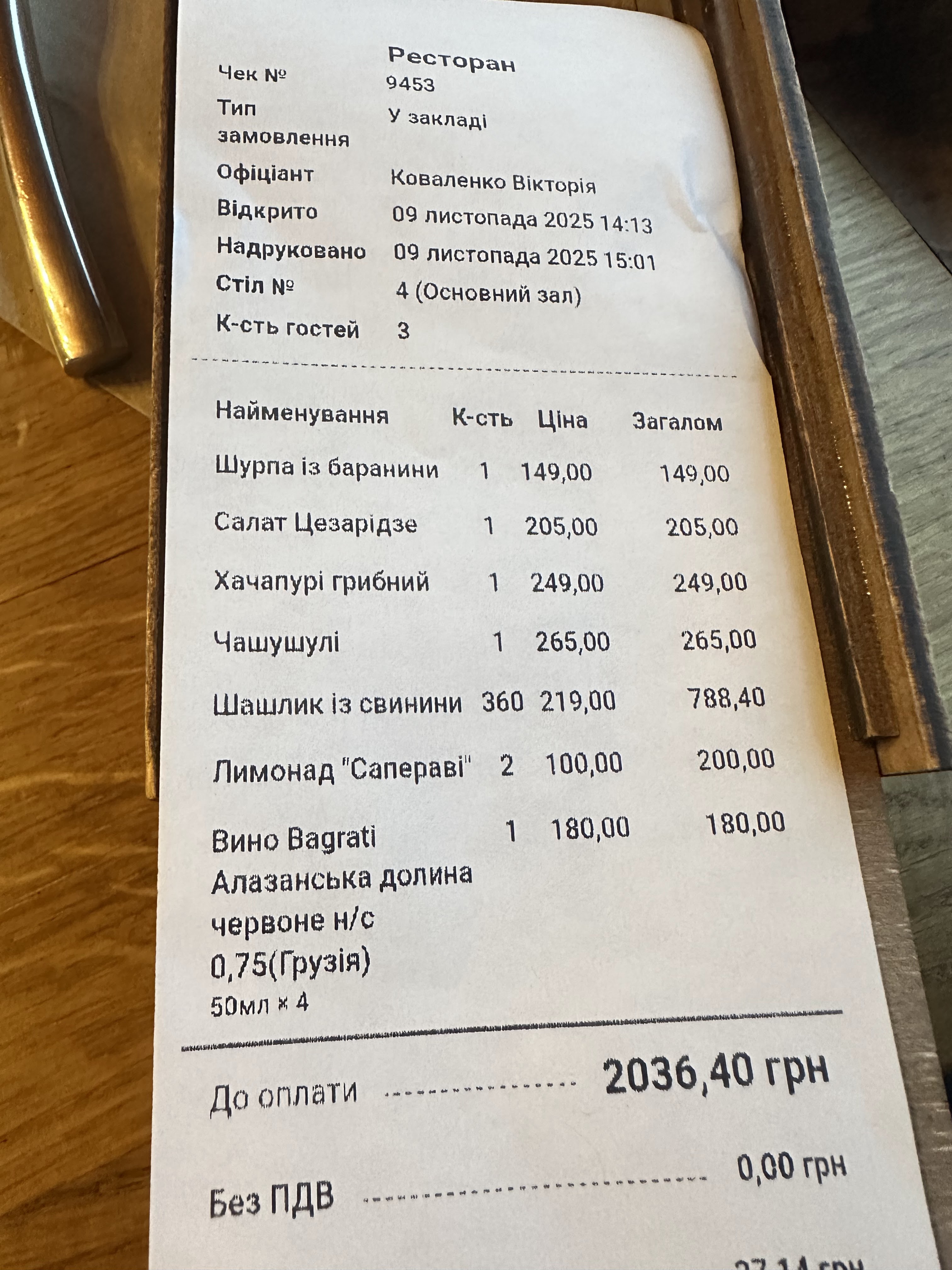 Restoran Hruzynsʹkoyi Kukhni menu 1