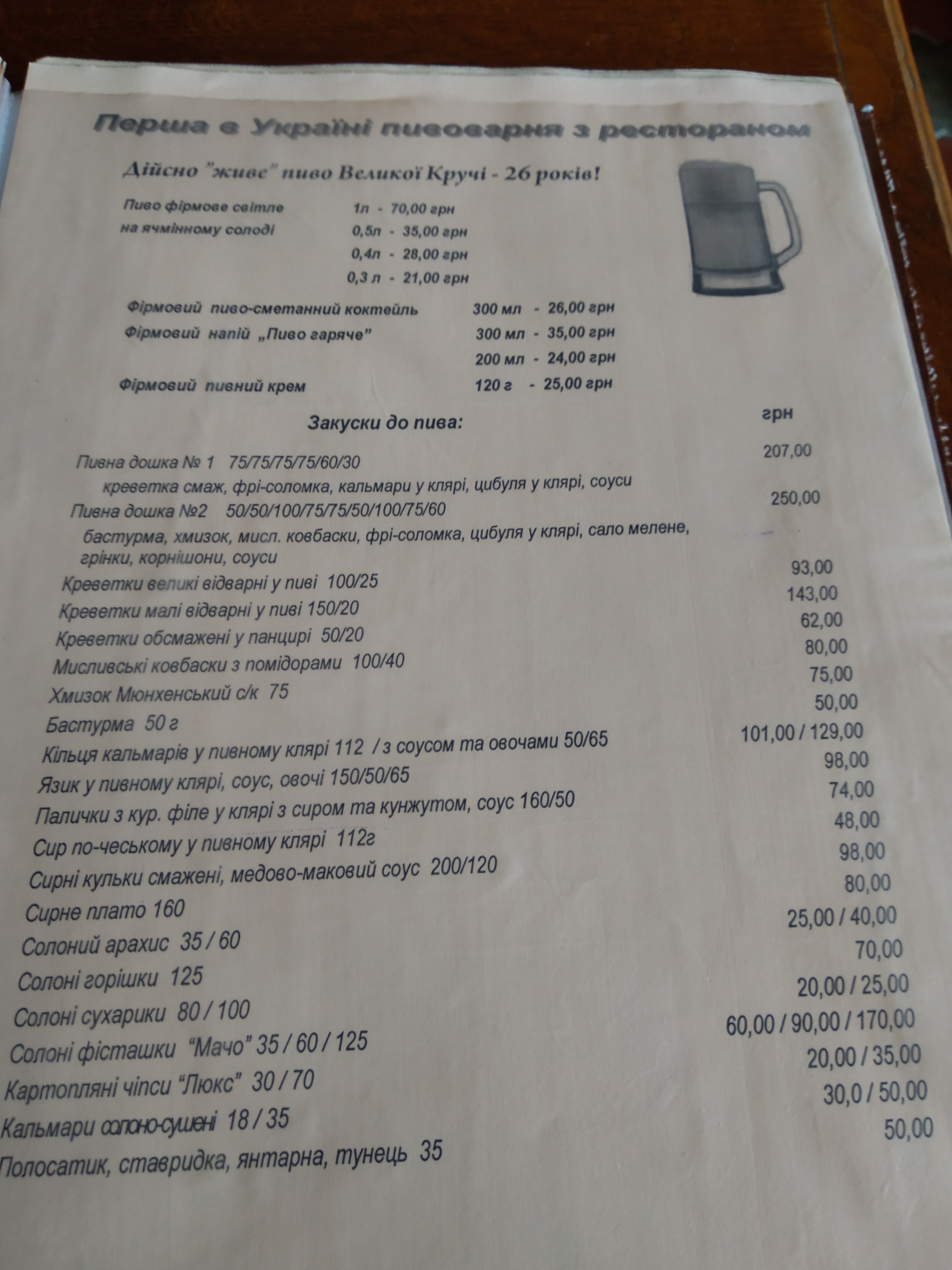 Velyka Krucha menu 11