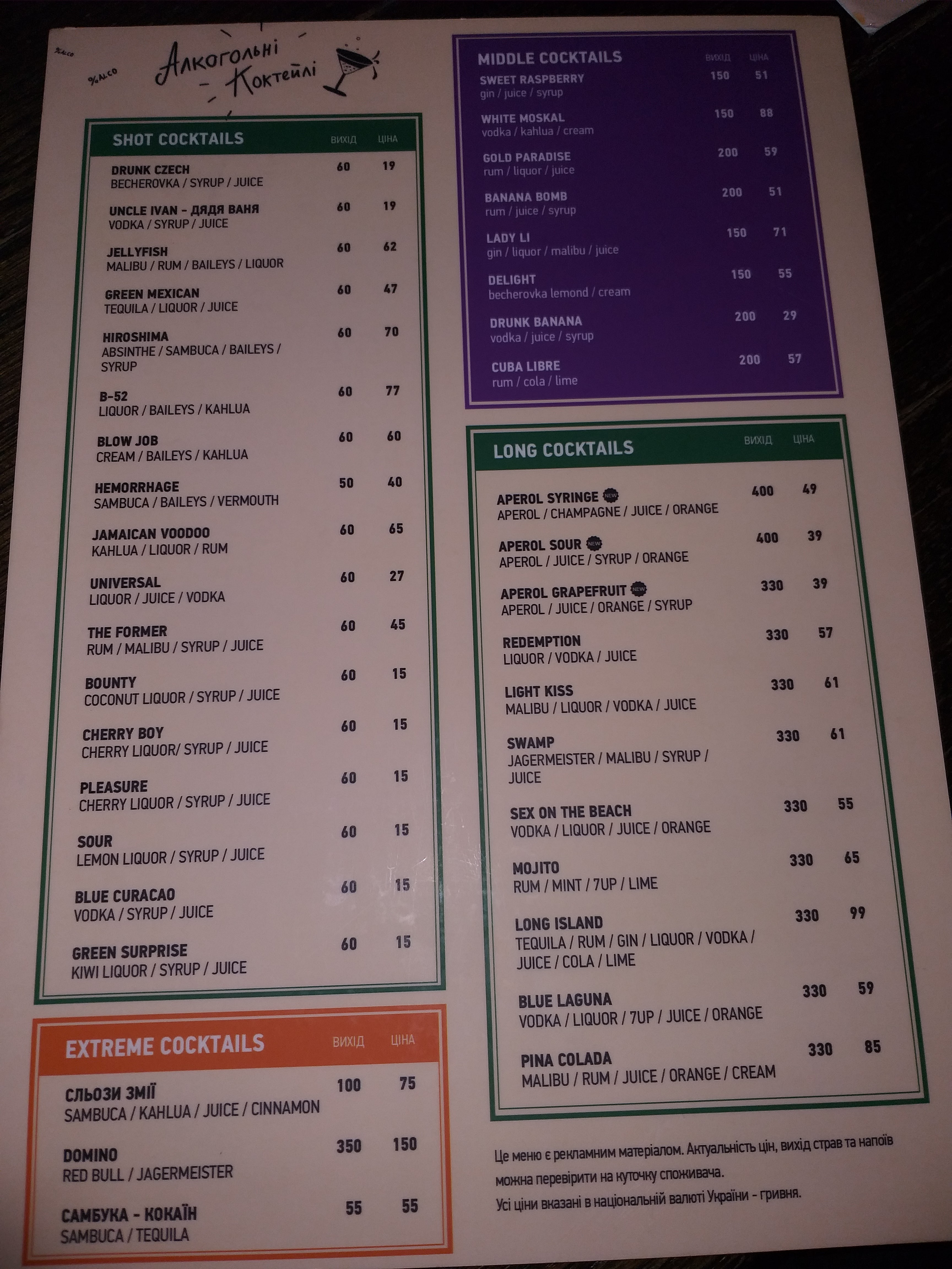Valber menu 4