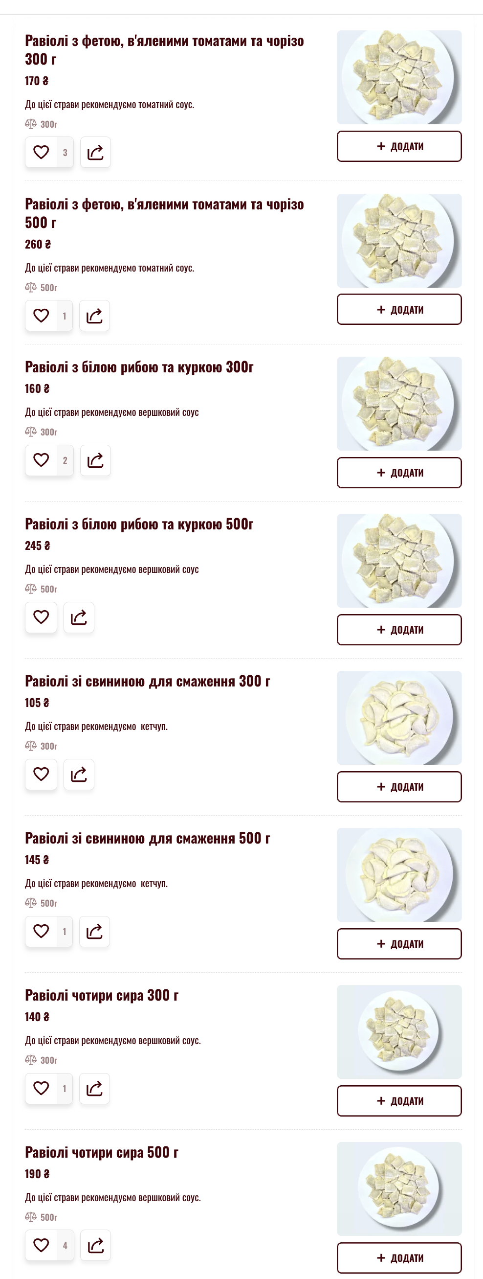 Равіольна menu 4