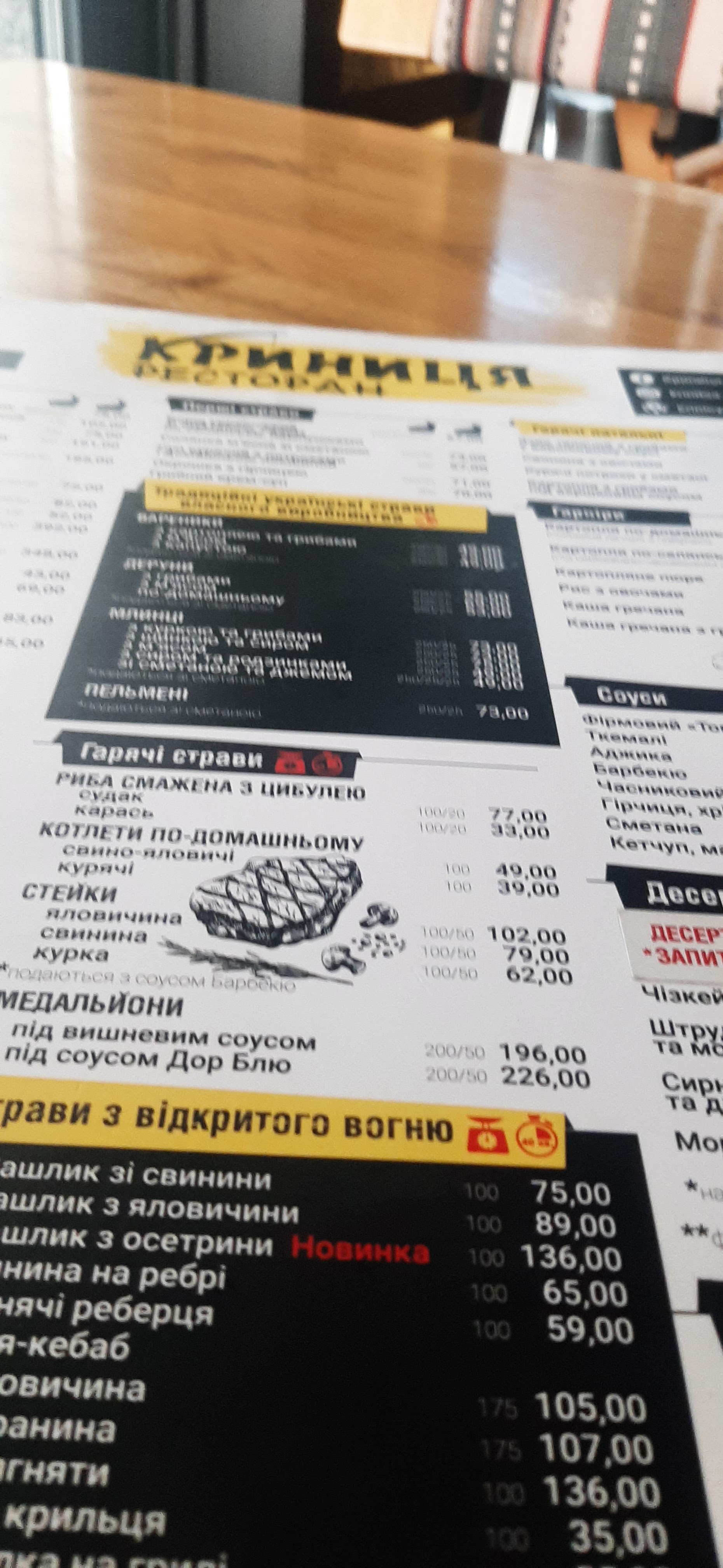 Krynytsya menu 6
