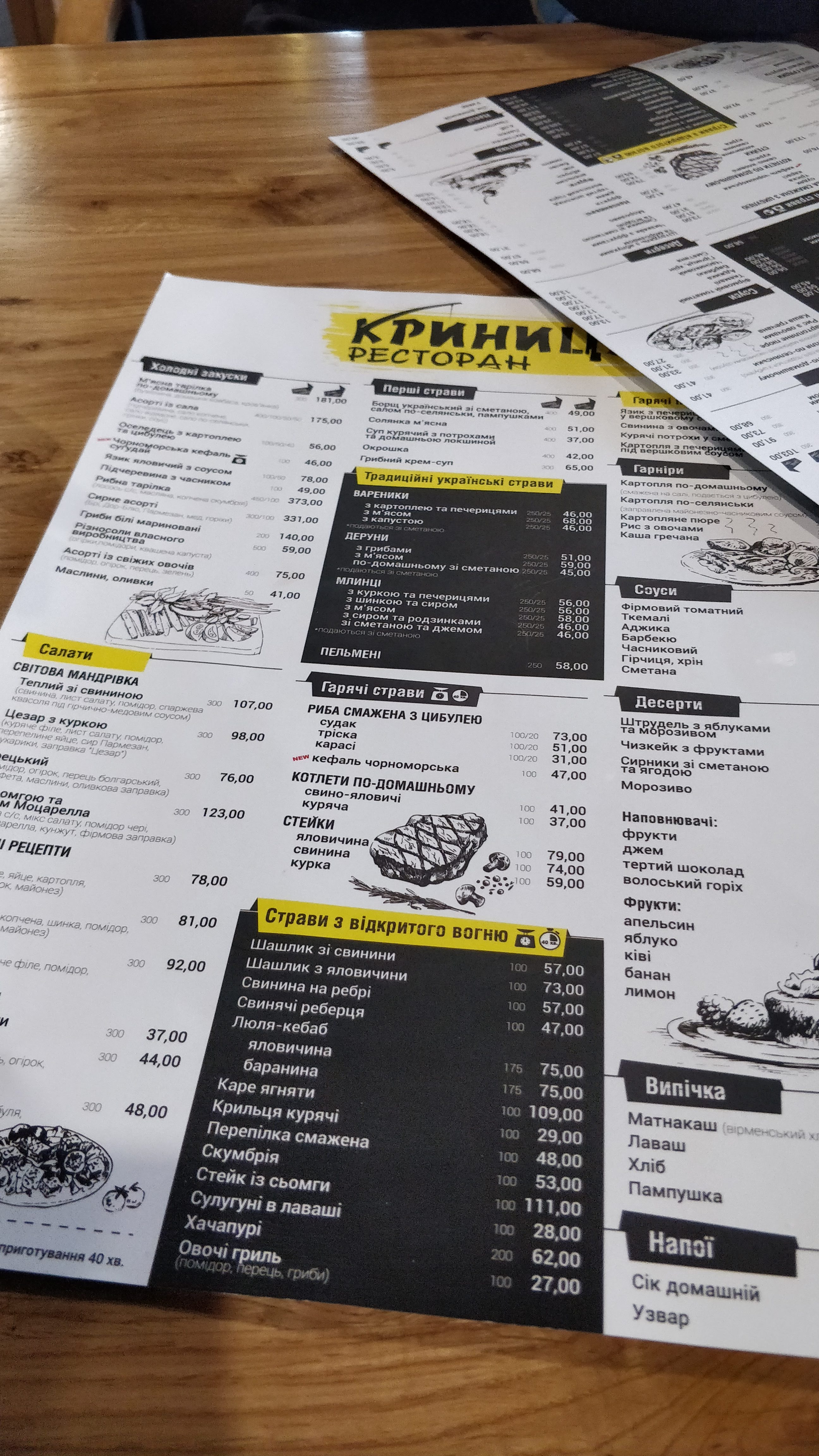 Krynytsya menu 9