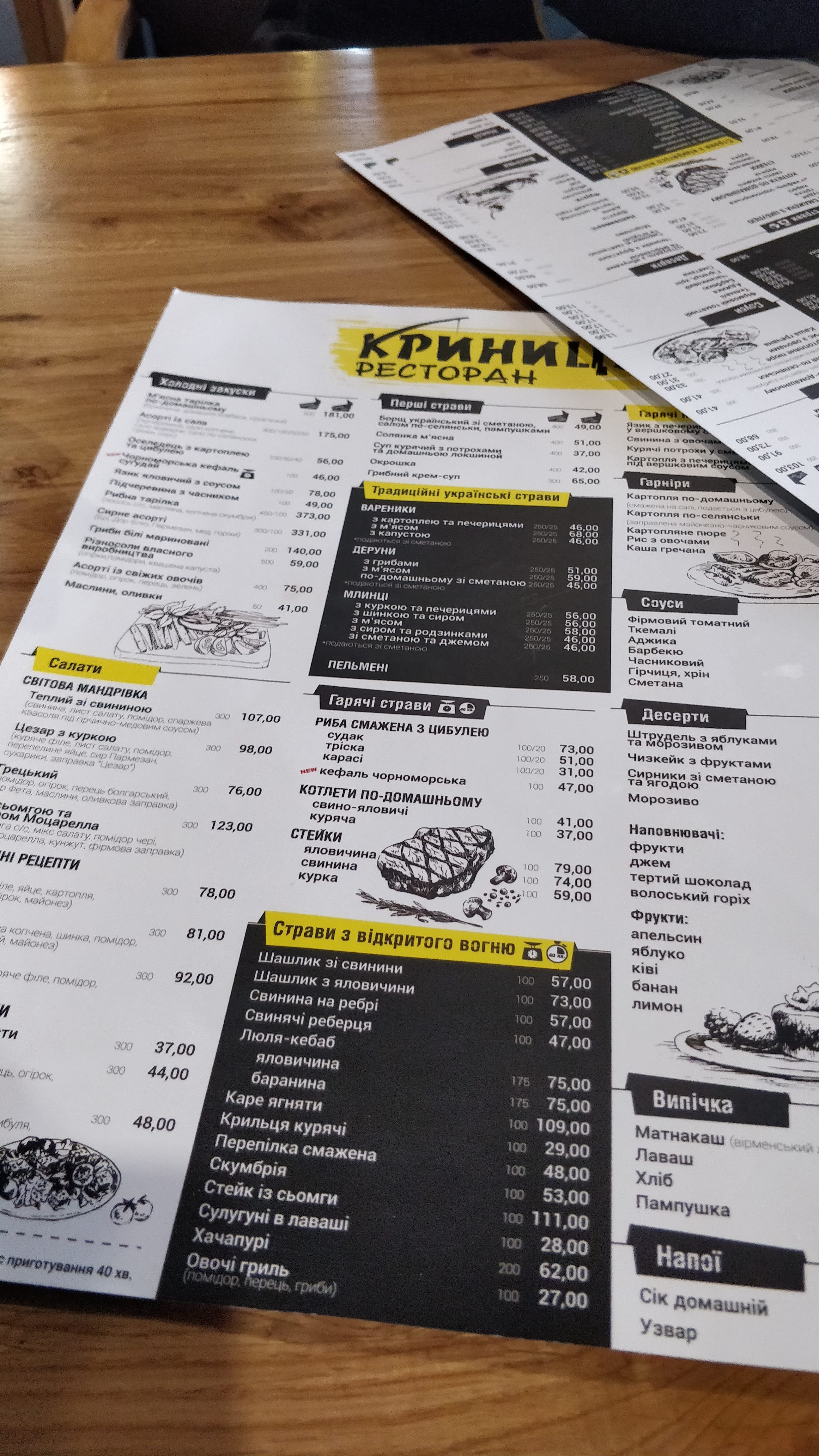 Krynytsya menu 10