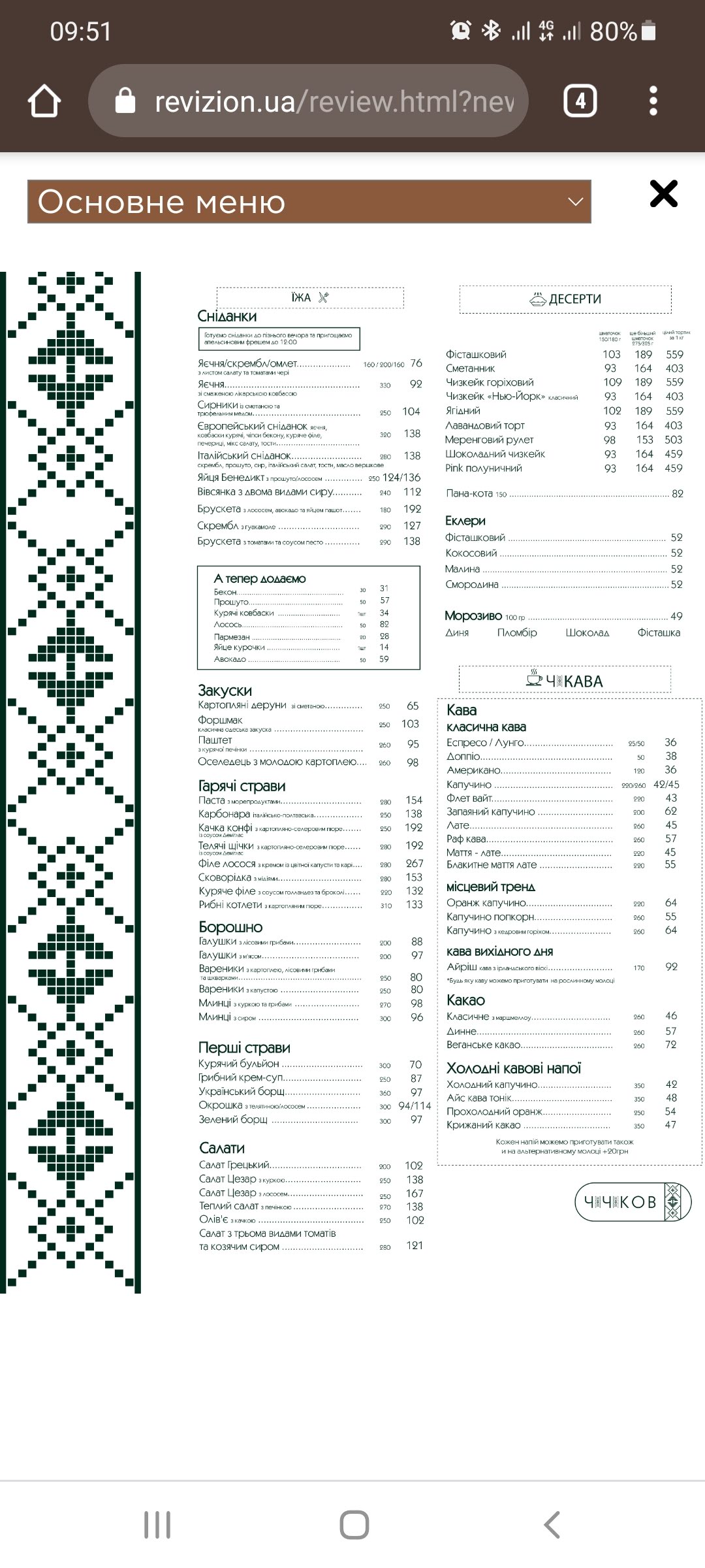 Міське кафе Чічіков menu 7