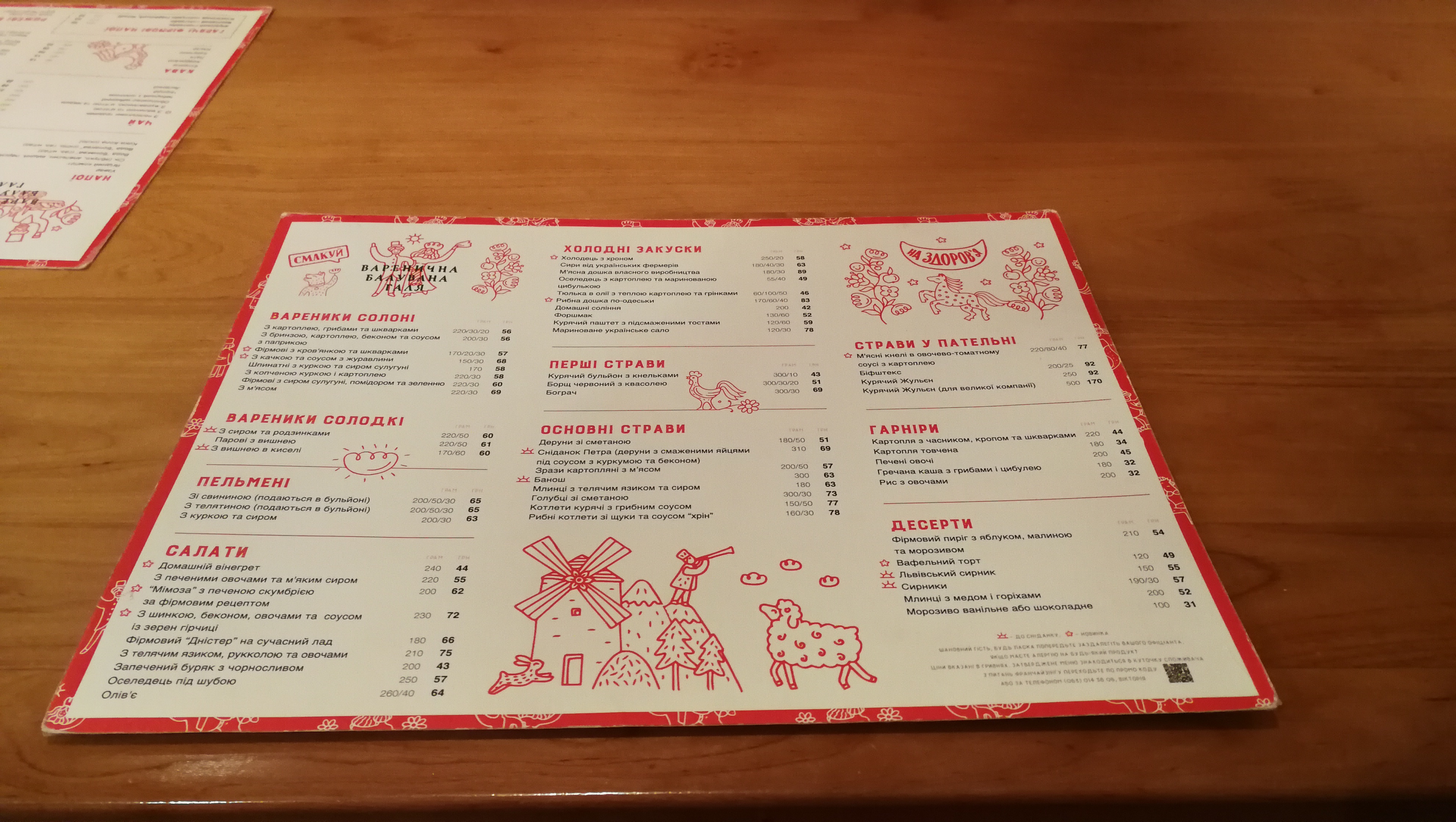 Varenychna Baluvana Halya menu 8