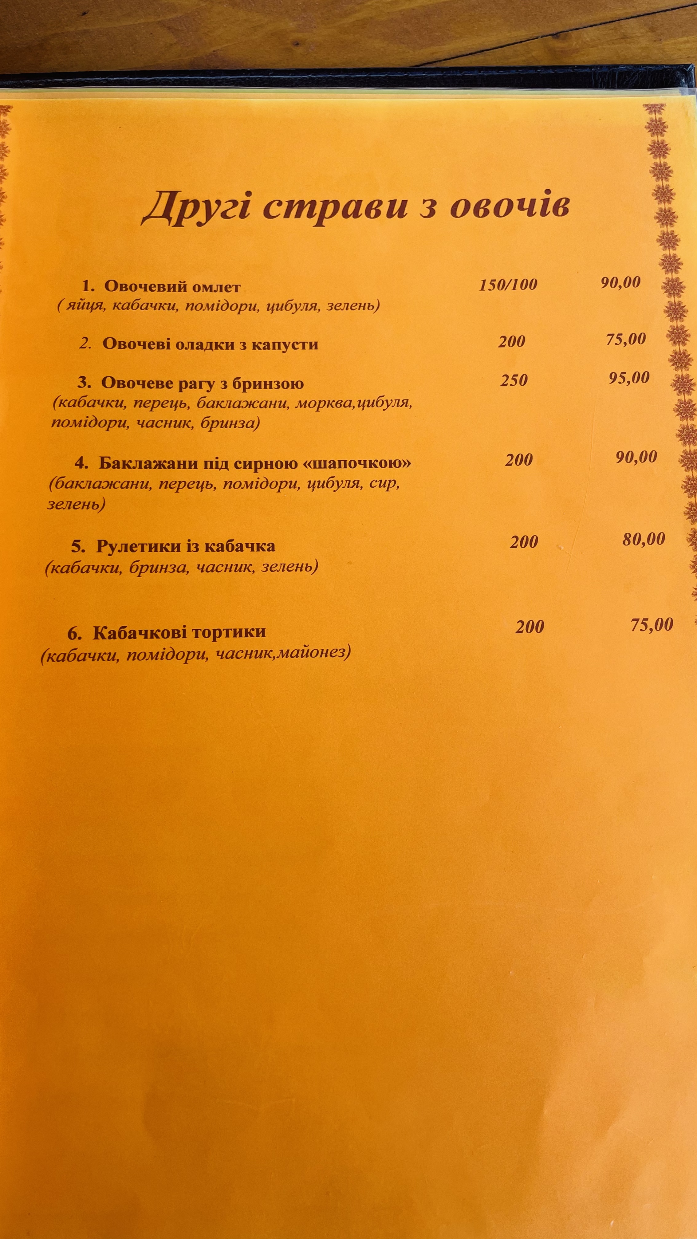 Черес Колыба menu 5