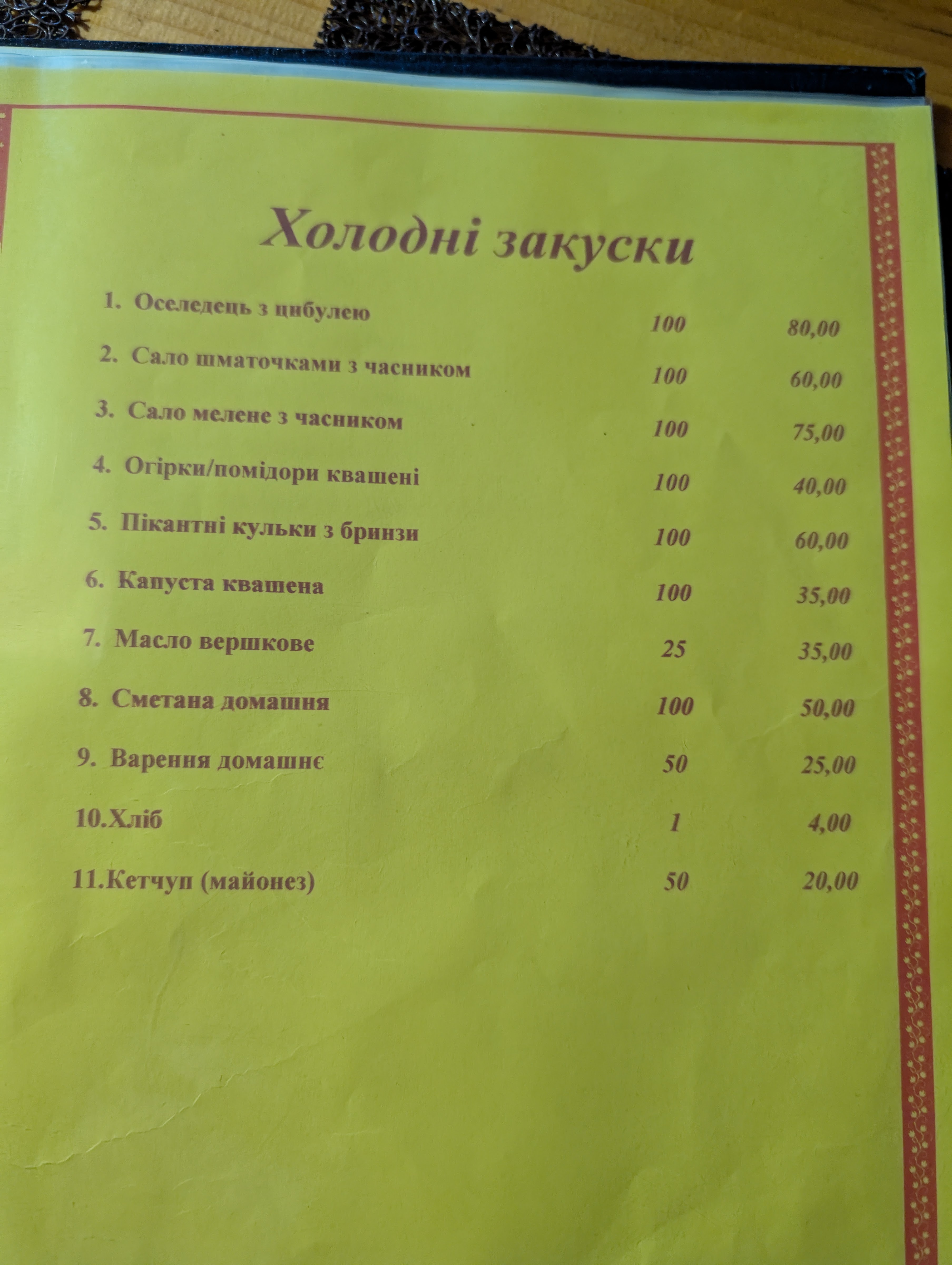 Черес Колыба menu 6