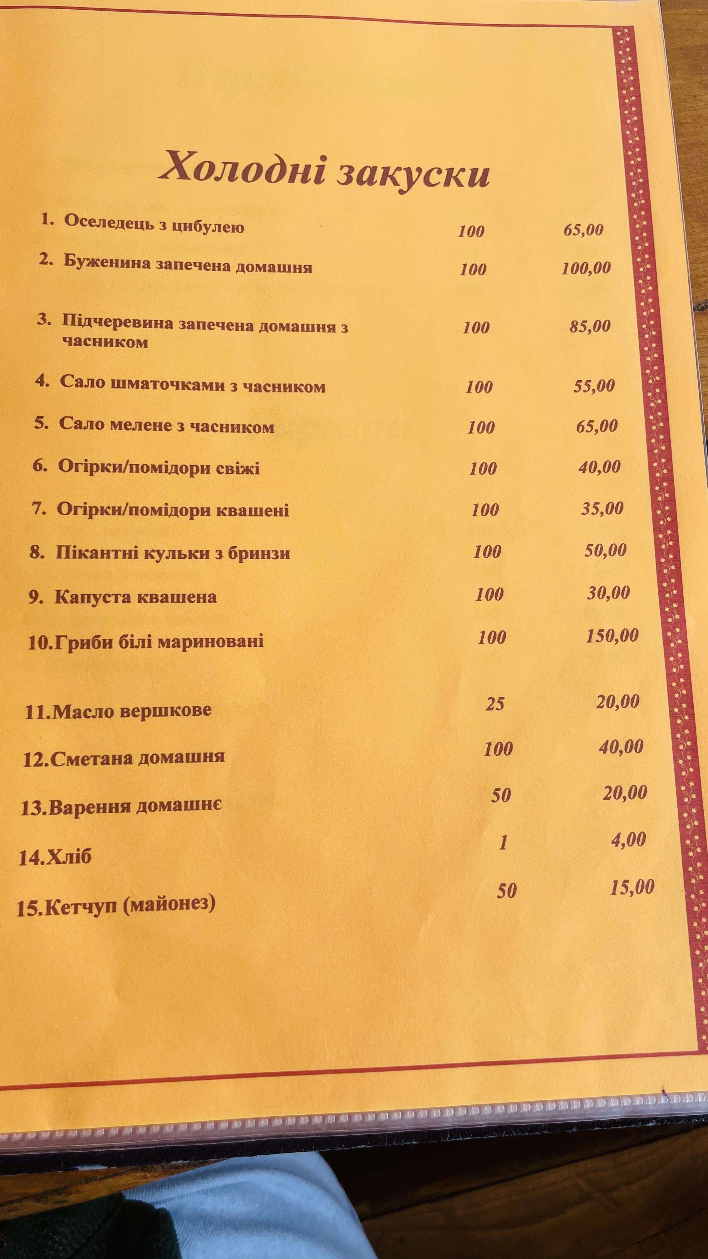 Черес Колыба menu 10