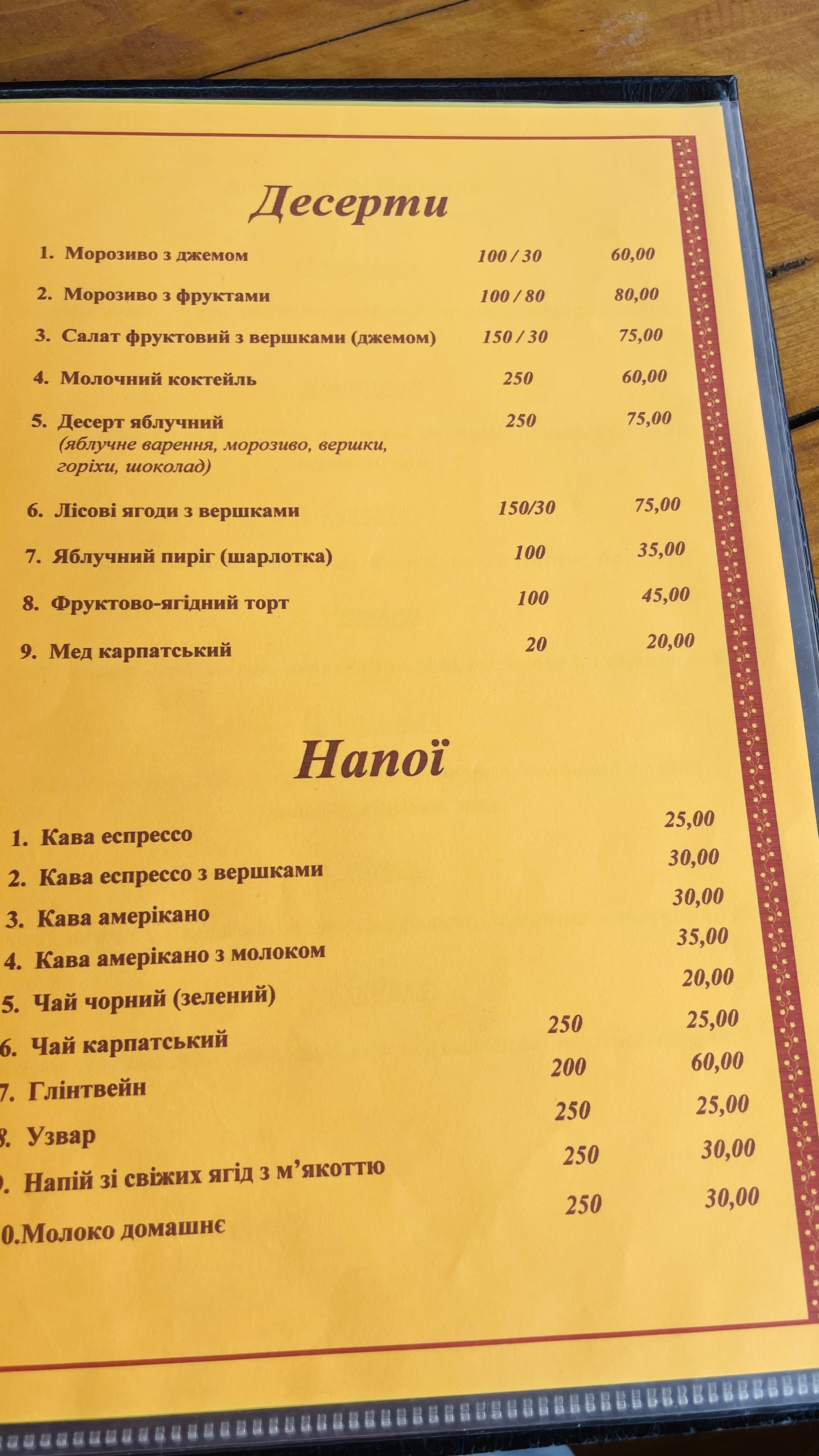 Черес Колыба menu 11