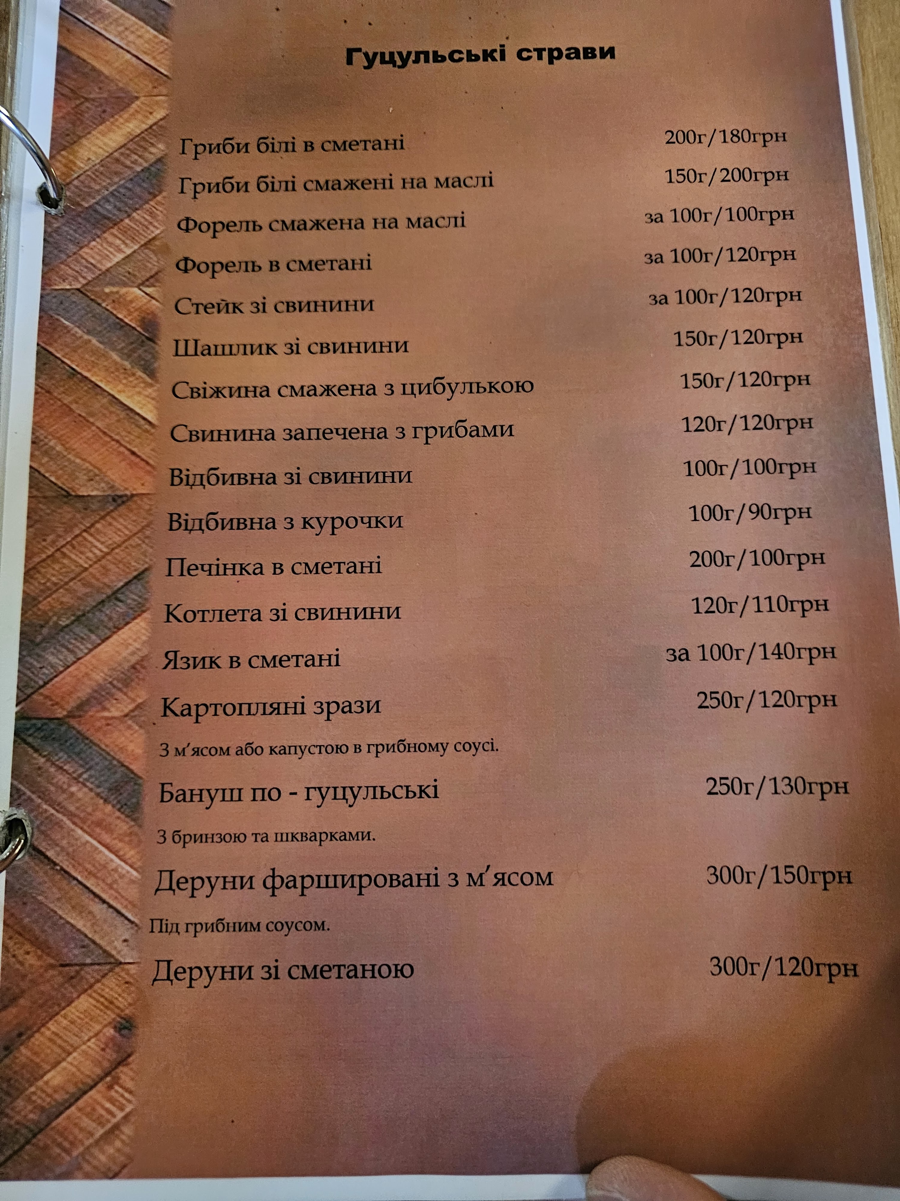 Vodohray menu 1