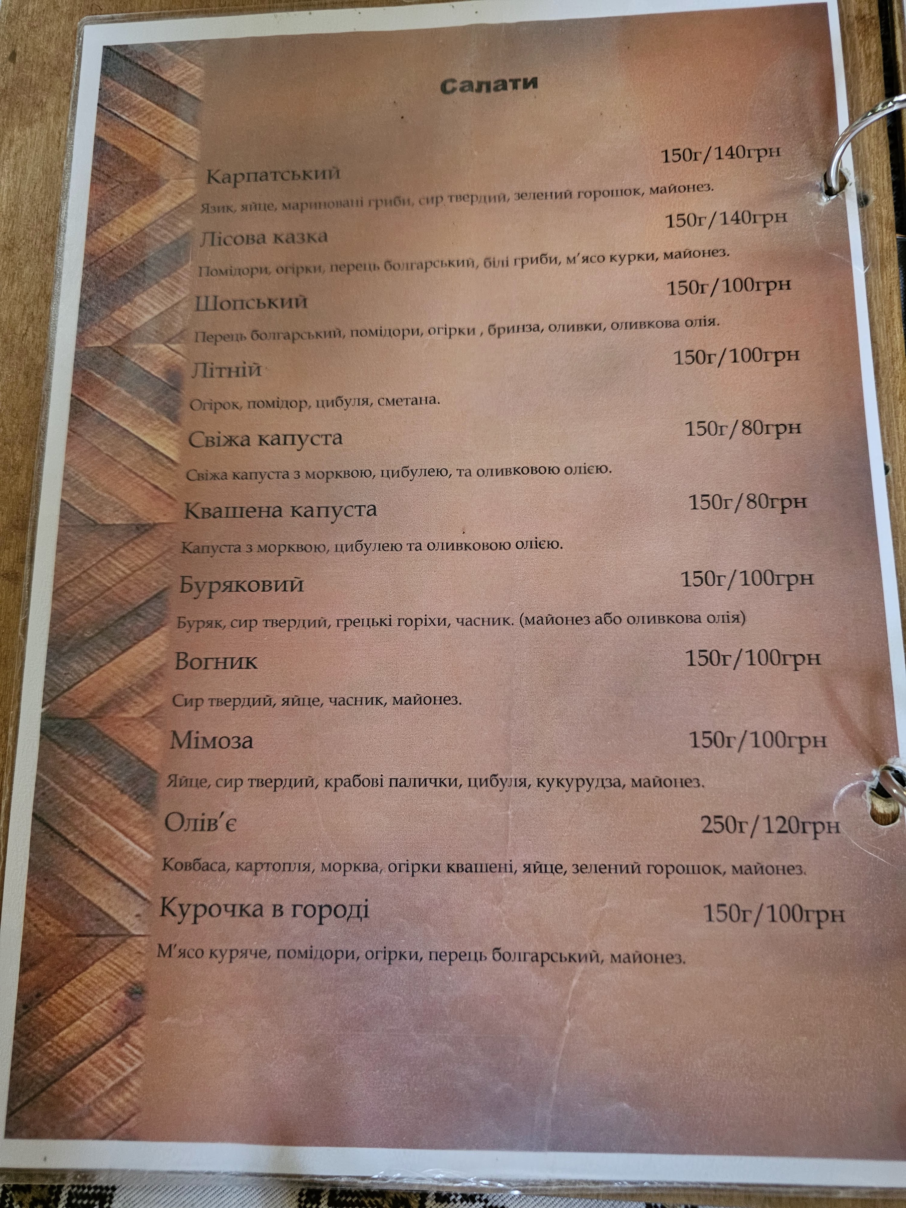 Vodohray menu 6