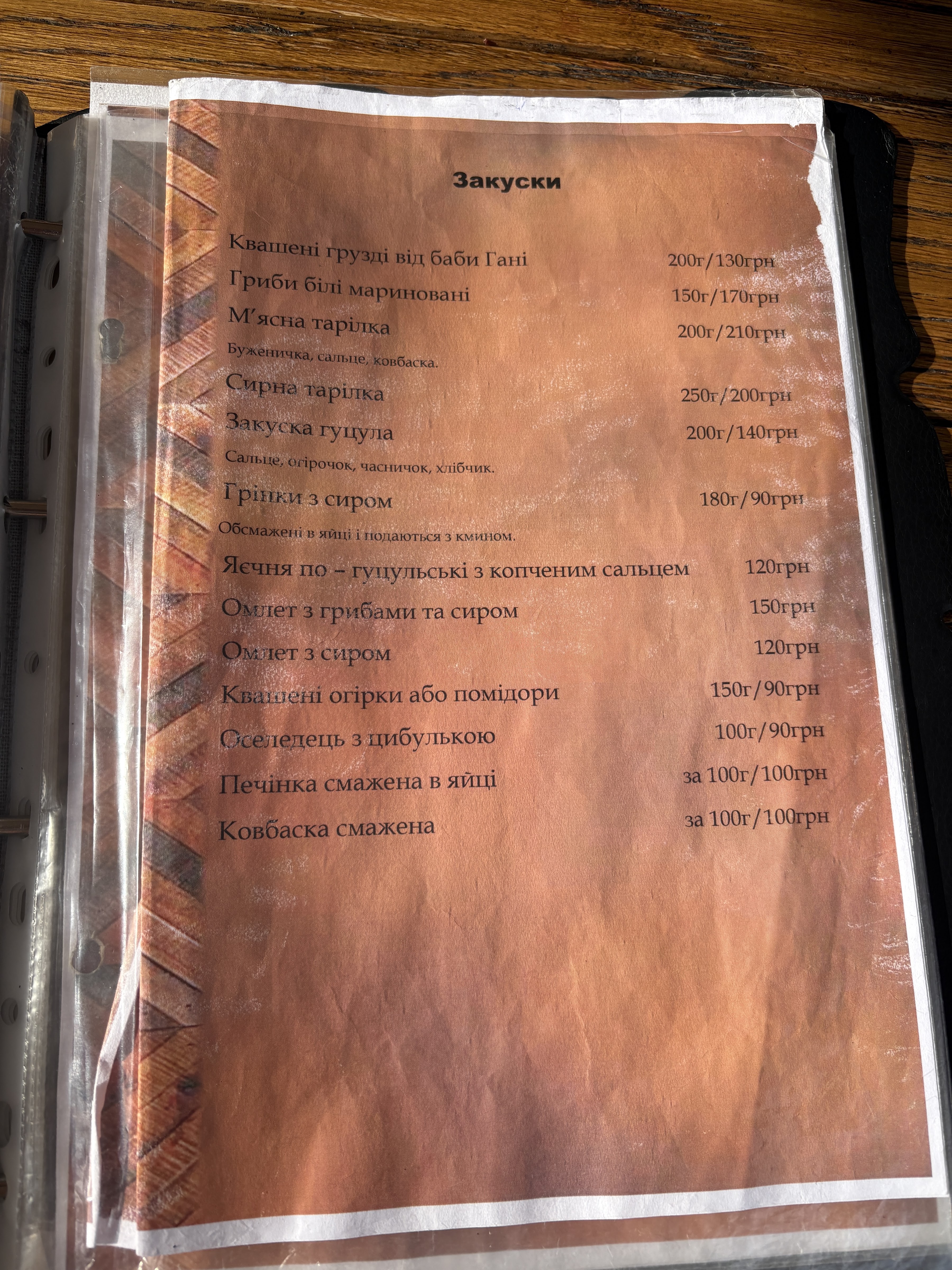 Vodohray menu 8