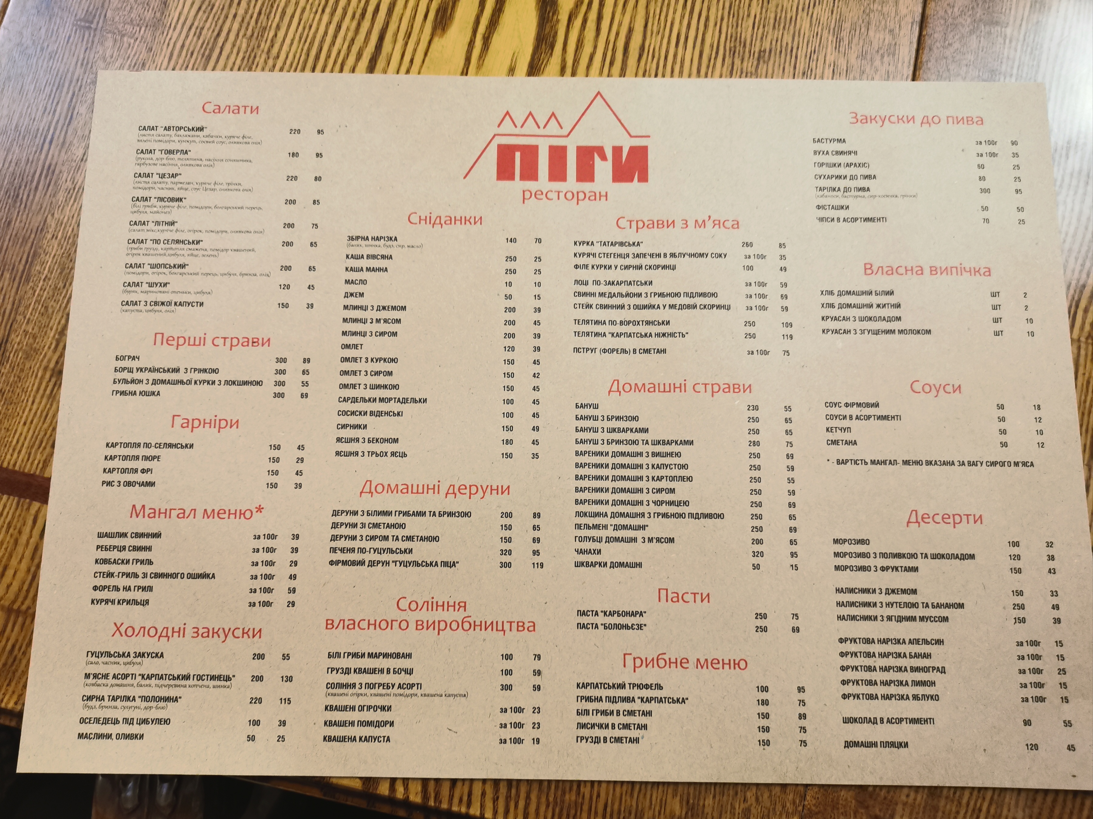 Restaurant "Pigi" menu 1