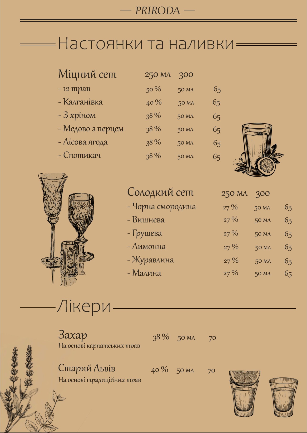 Kolyba Pryroda menu 9