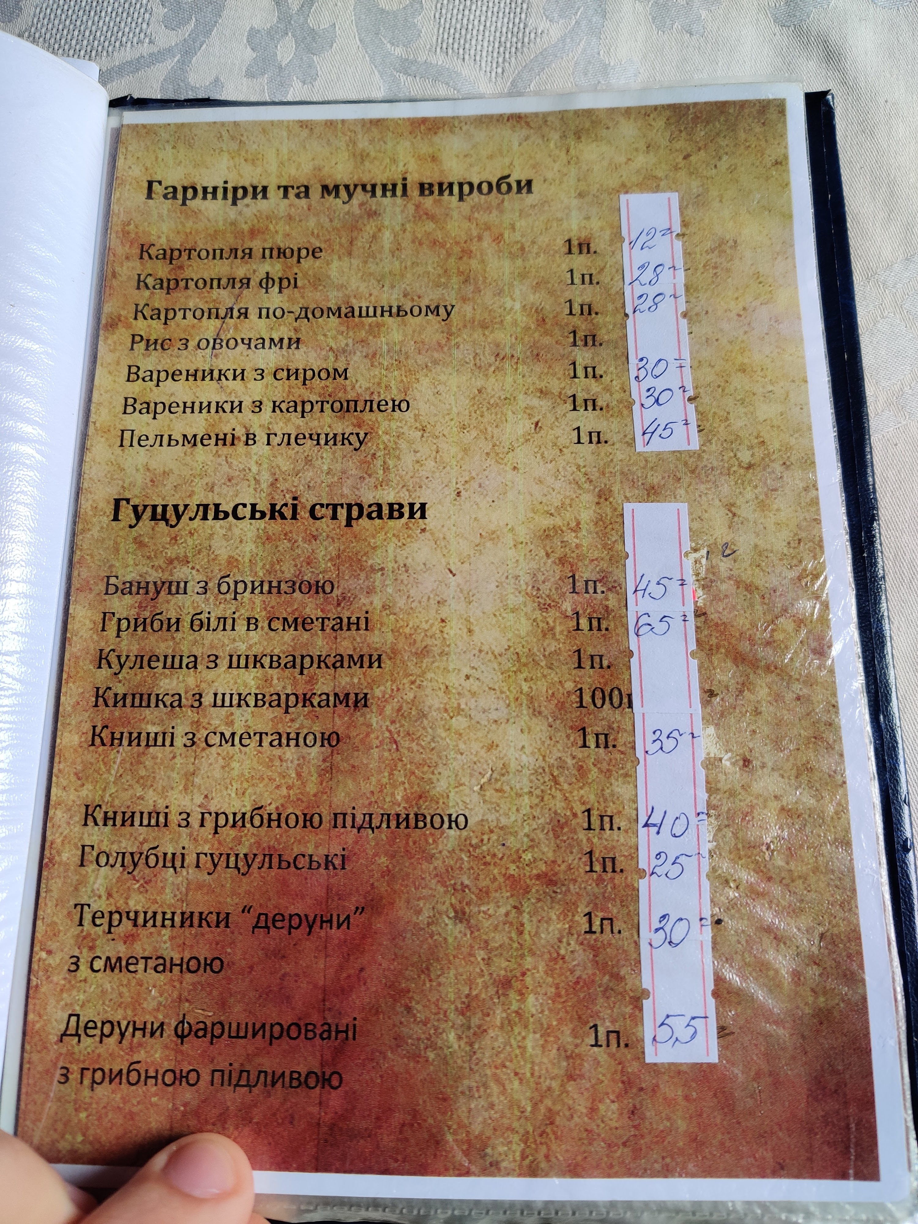 Hostynnyy Dvir "Karpat·sʹkyy Vodohray" menu 1