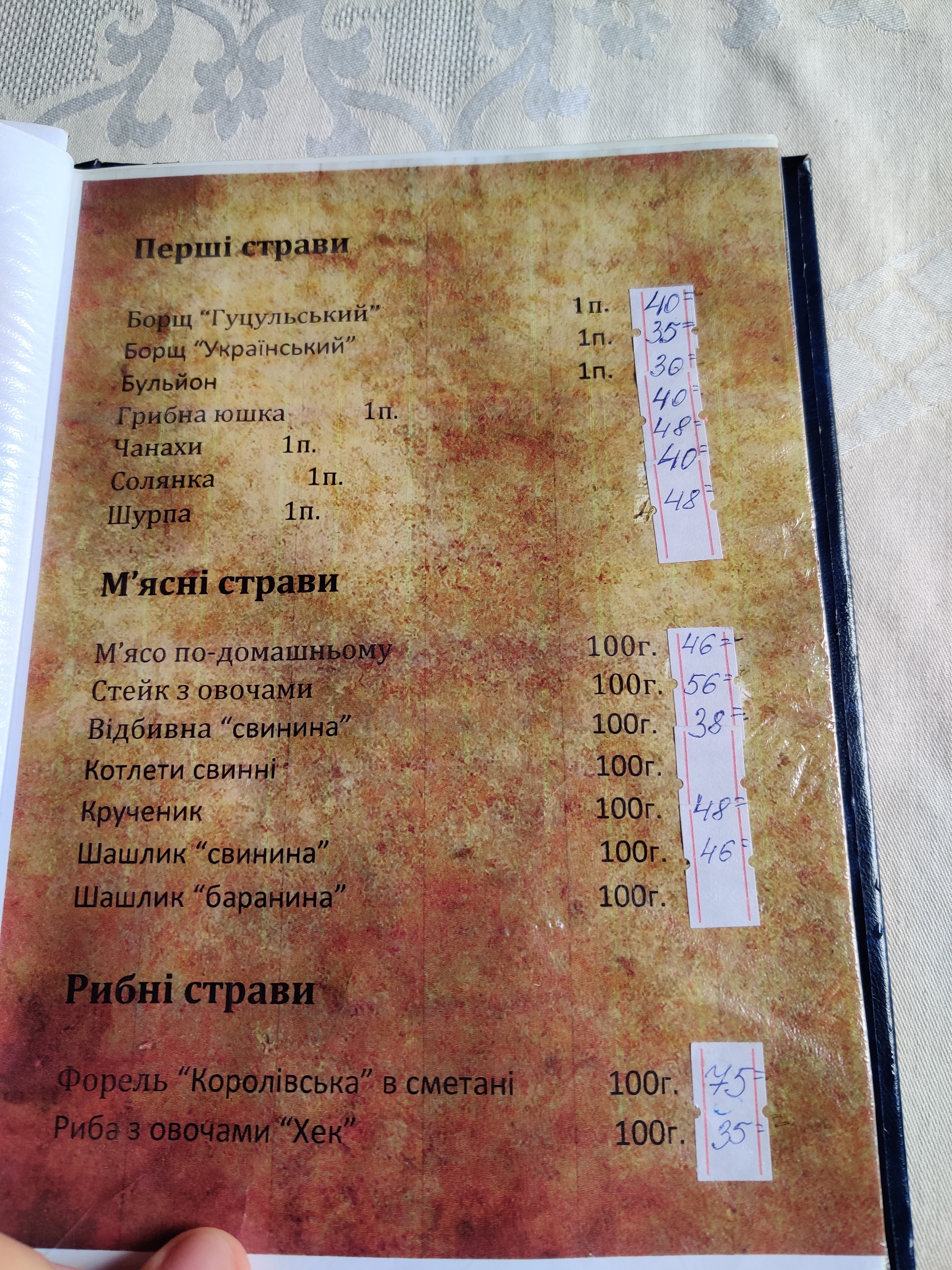 Hostynnyy Dvir "Karpat·sʹkyy Vodohray" menu 2