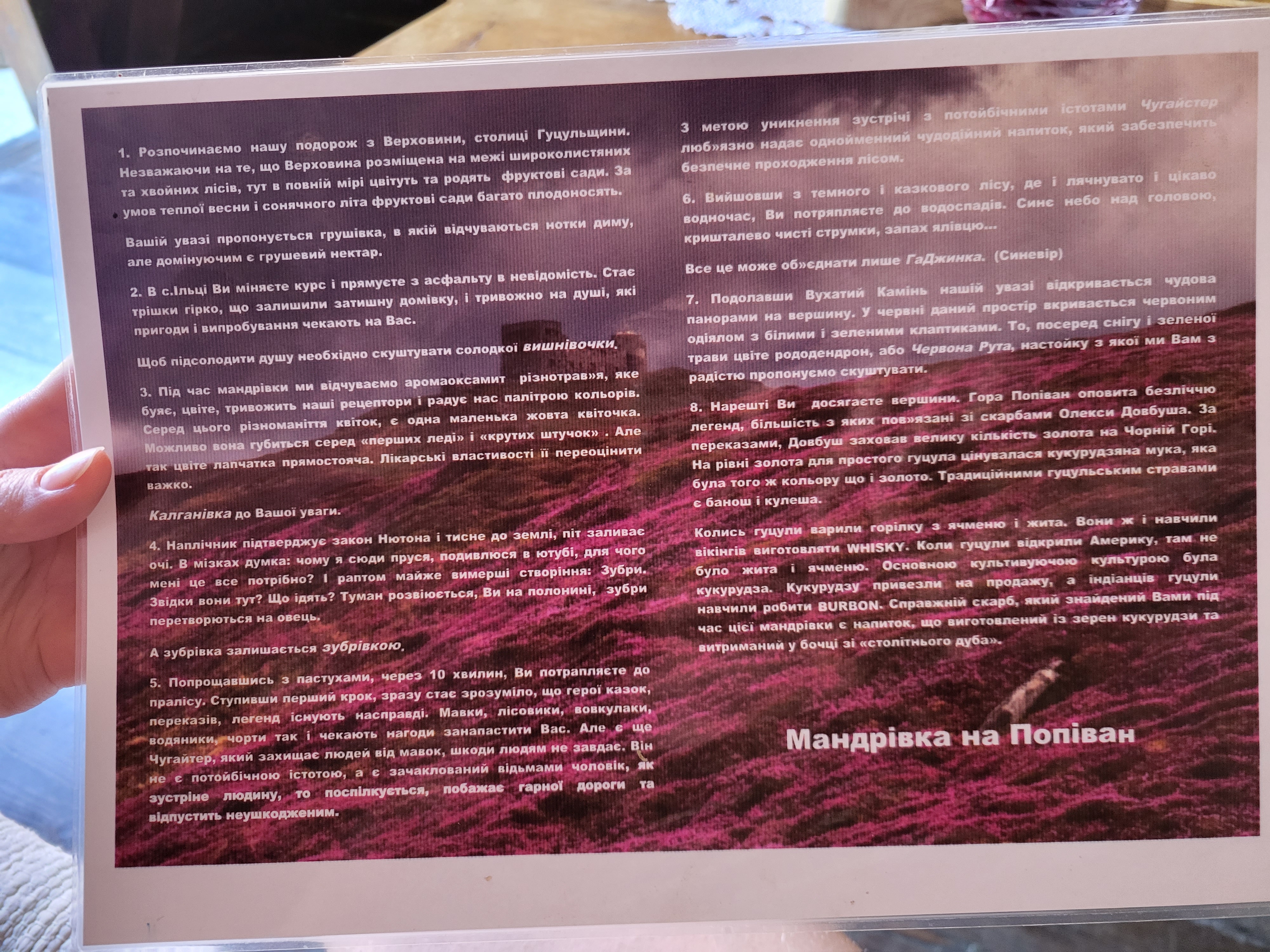 Hostynnyy Dvir "Karpat·sʹkyy Vodohray" menu 7