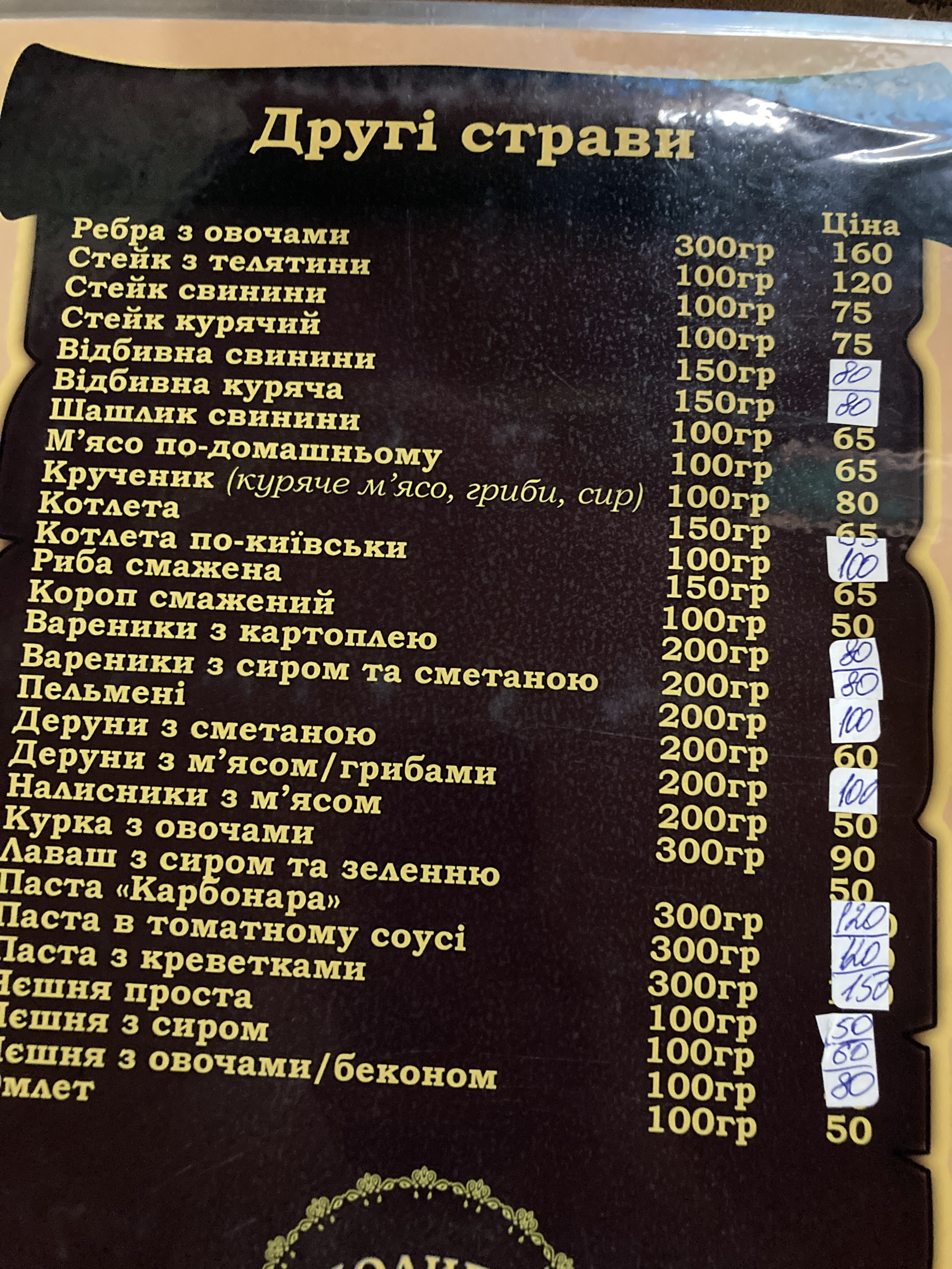 Sosnovyy Dvir menu 11
