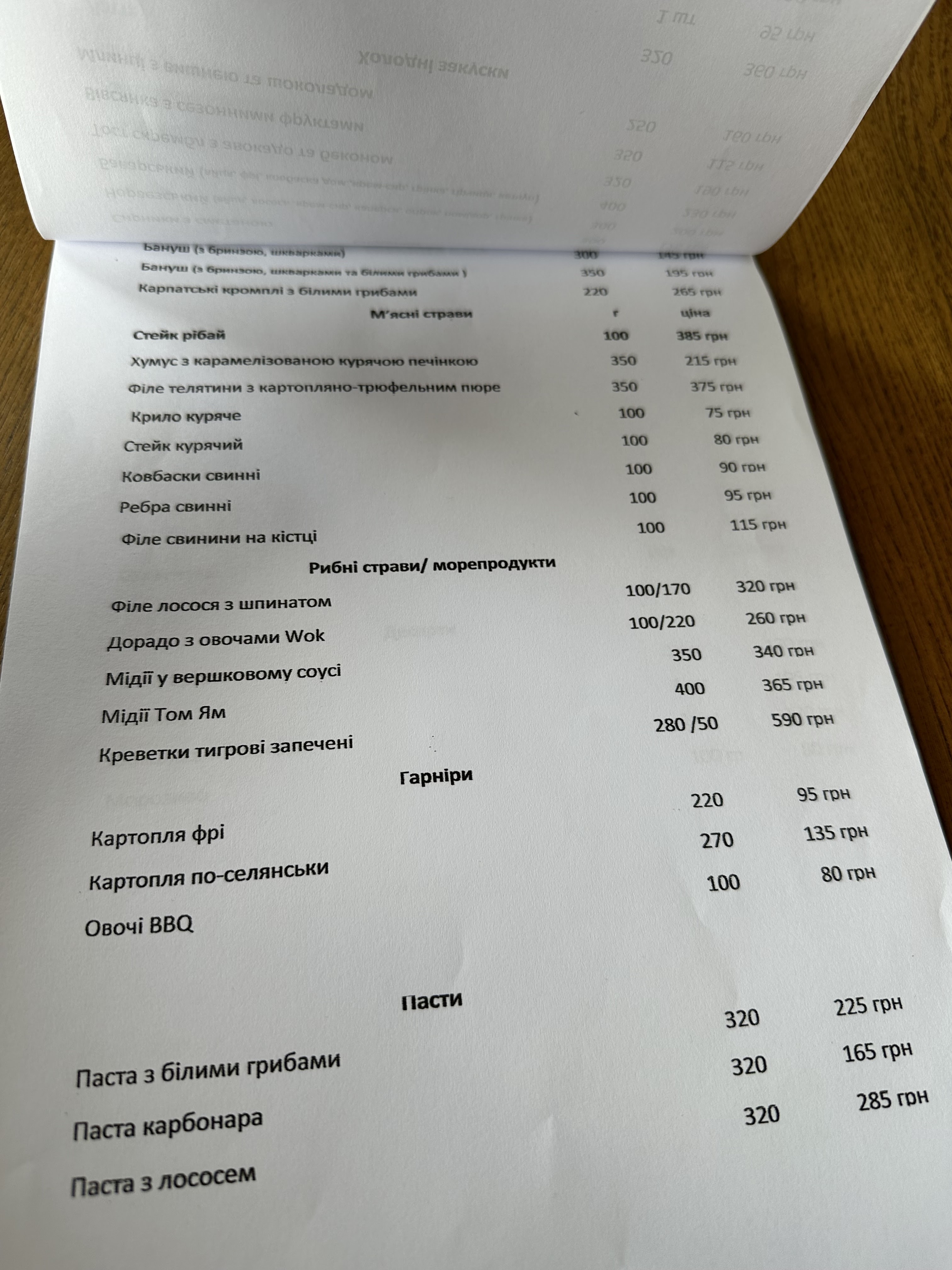Trembita hall menu 6