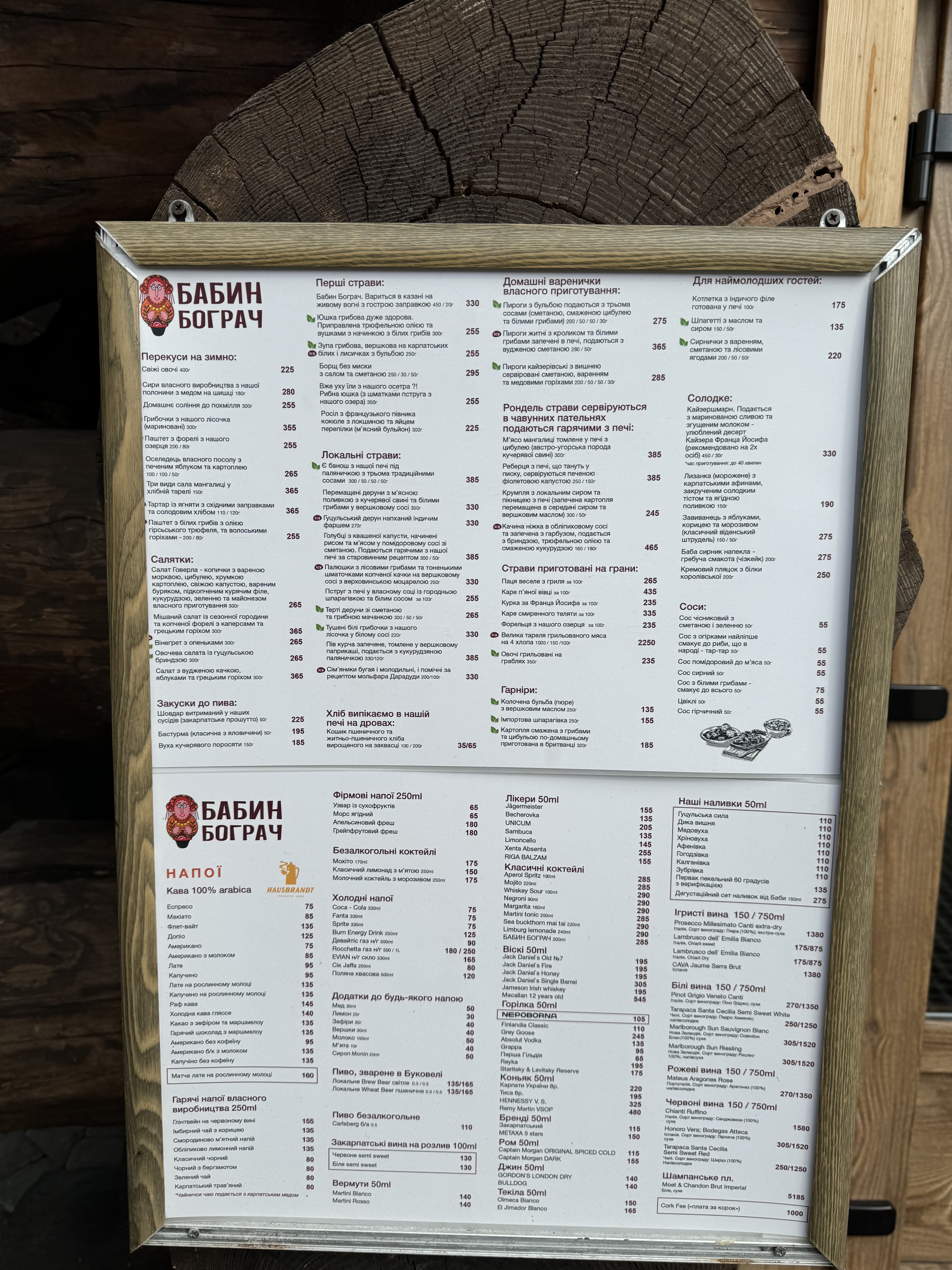 Babyn Bohrach Bukovel menu 3