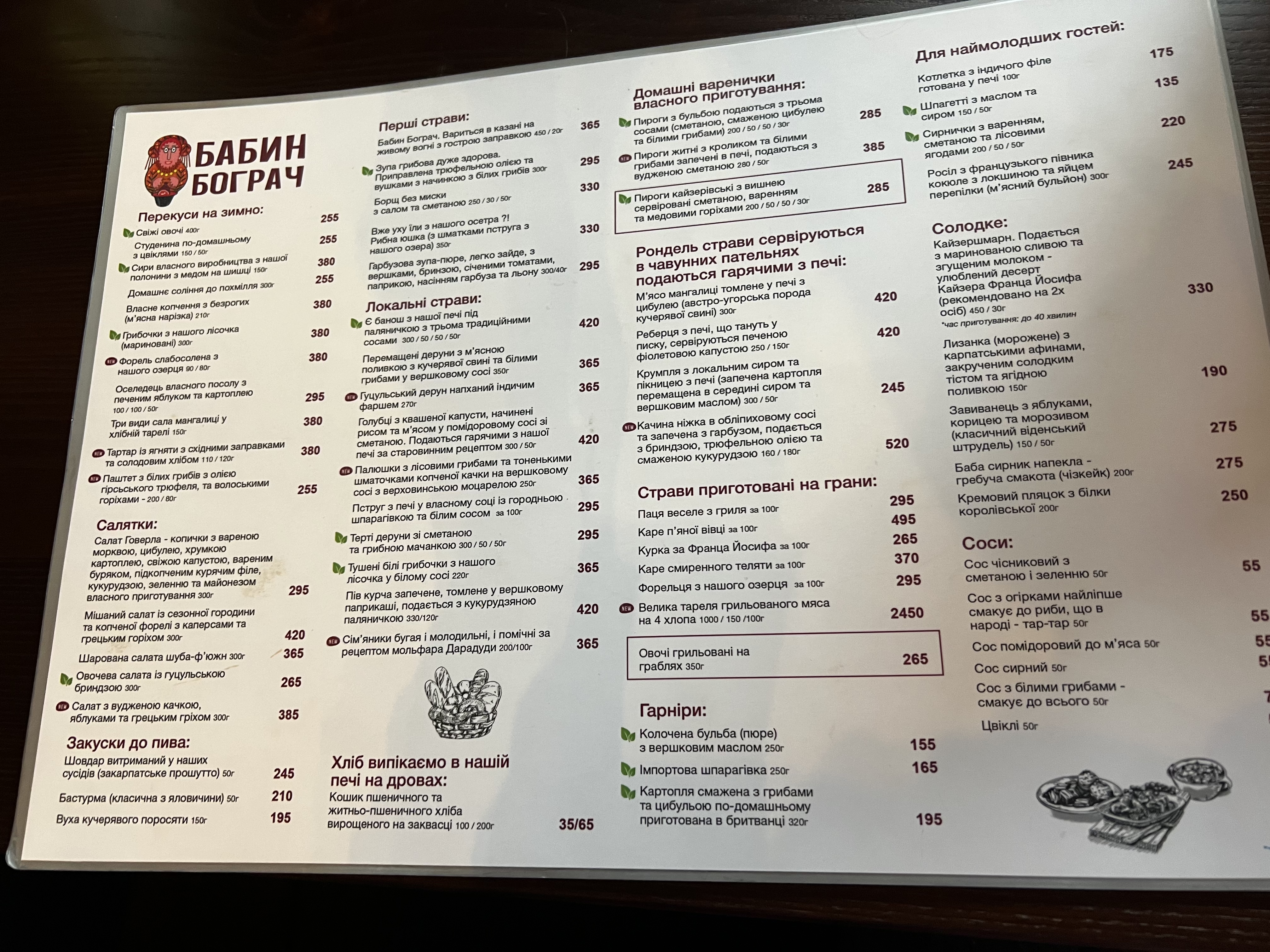 Babyn Bohrach Bukovel menu 4