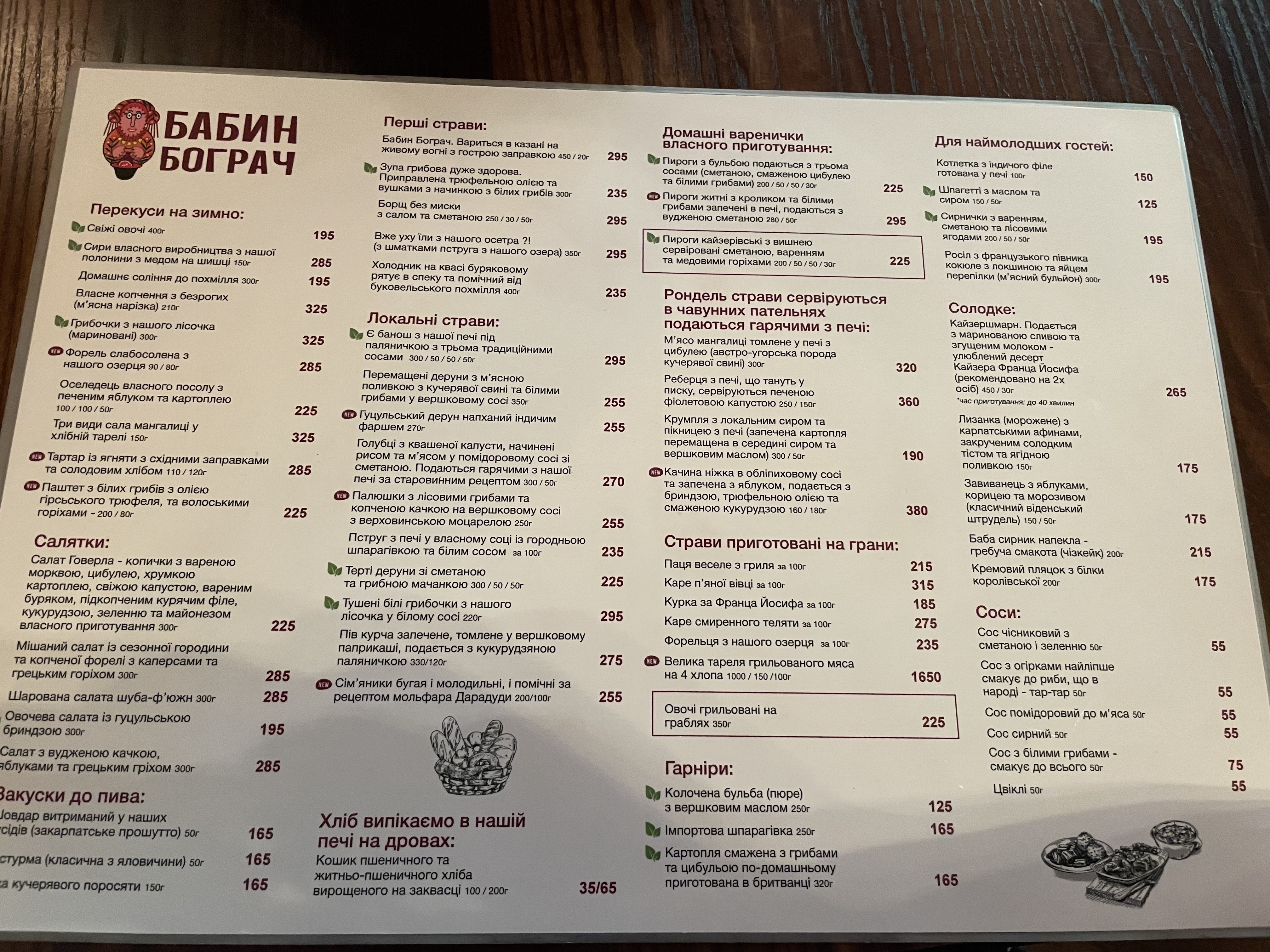 Babyn Bohrach Bukovel menu 5
