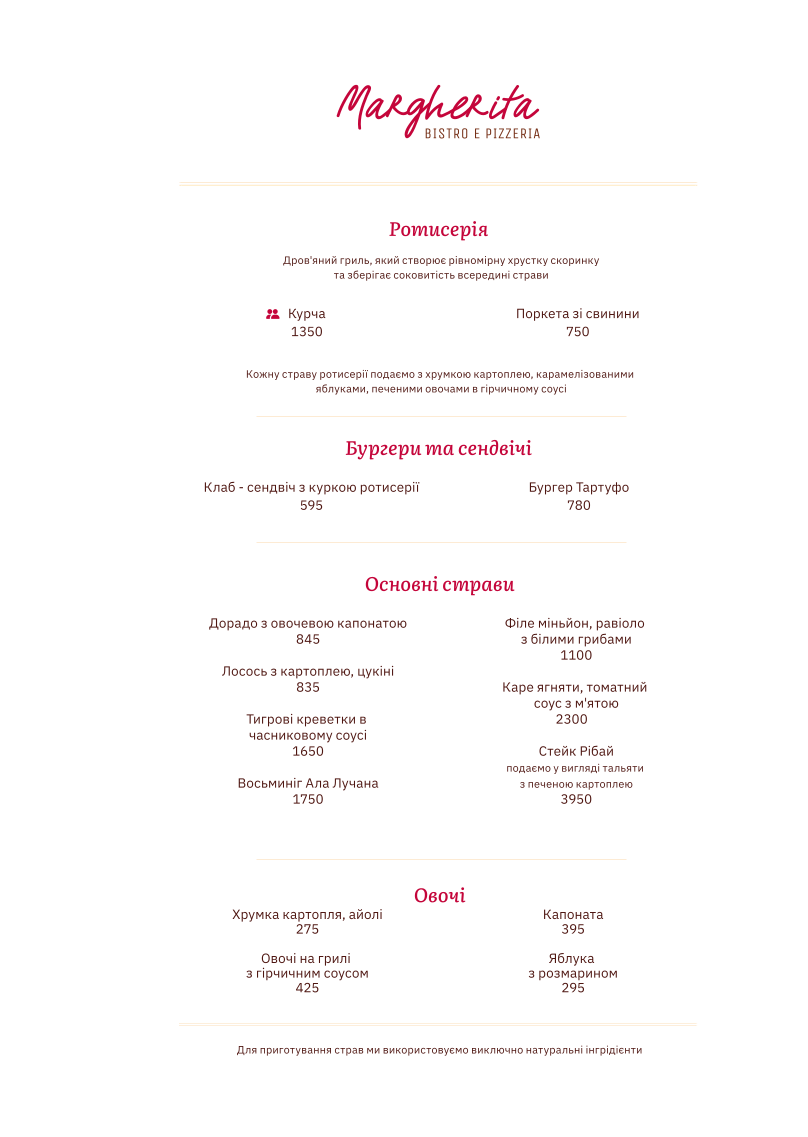 Margherita menu 7