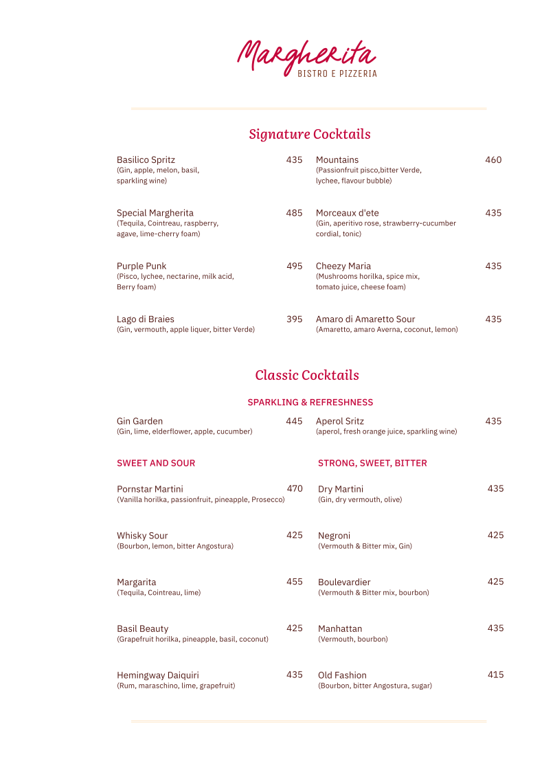 Margherita menu 10