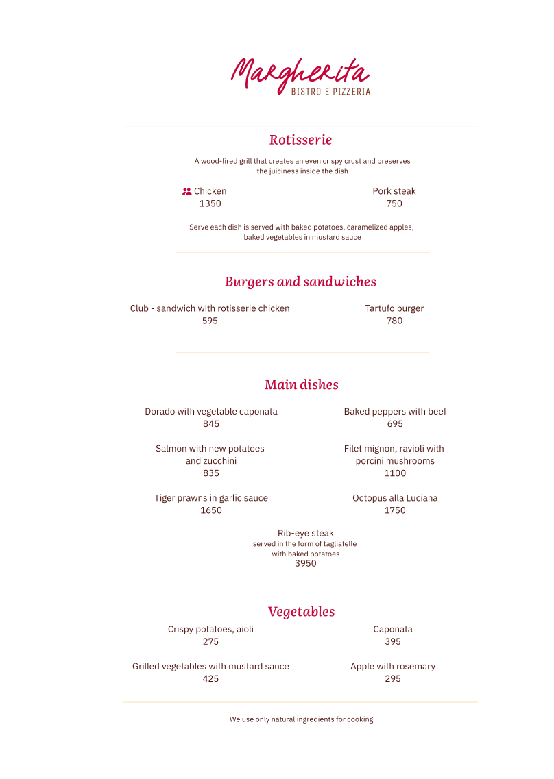 Margherita menu 11