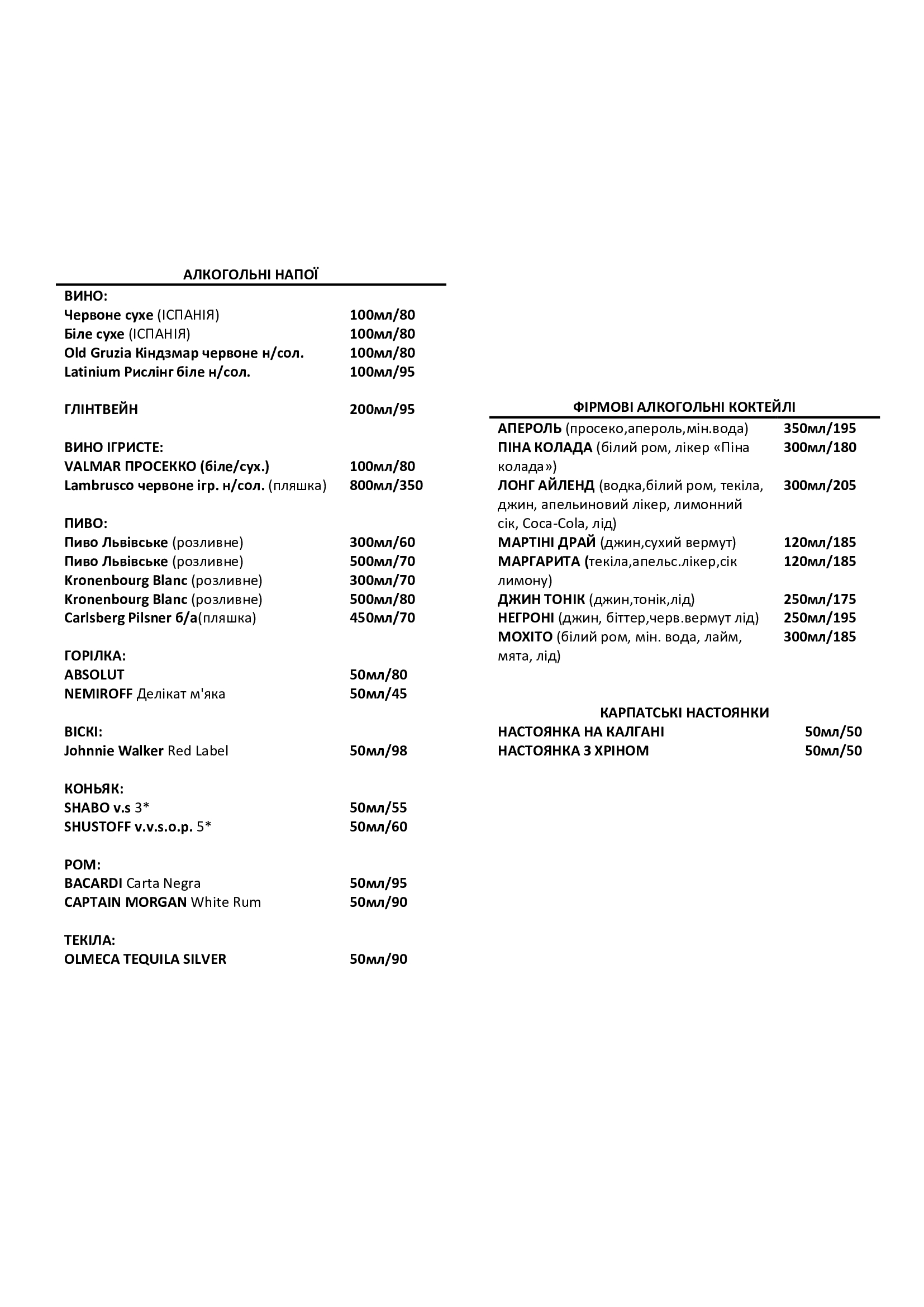 di Benvenuto menu 5