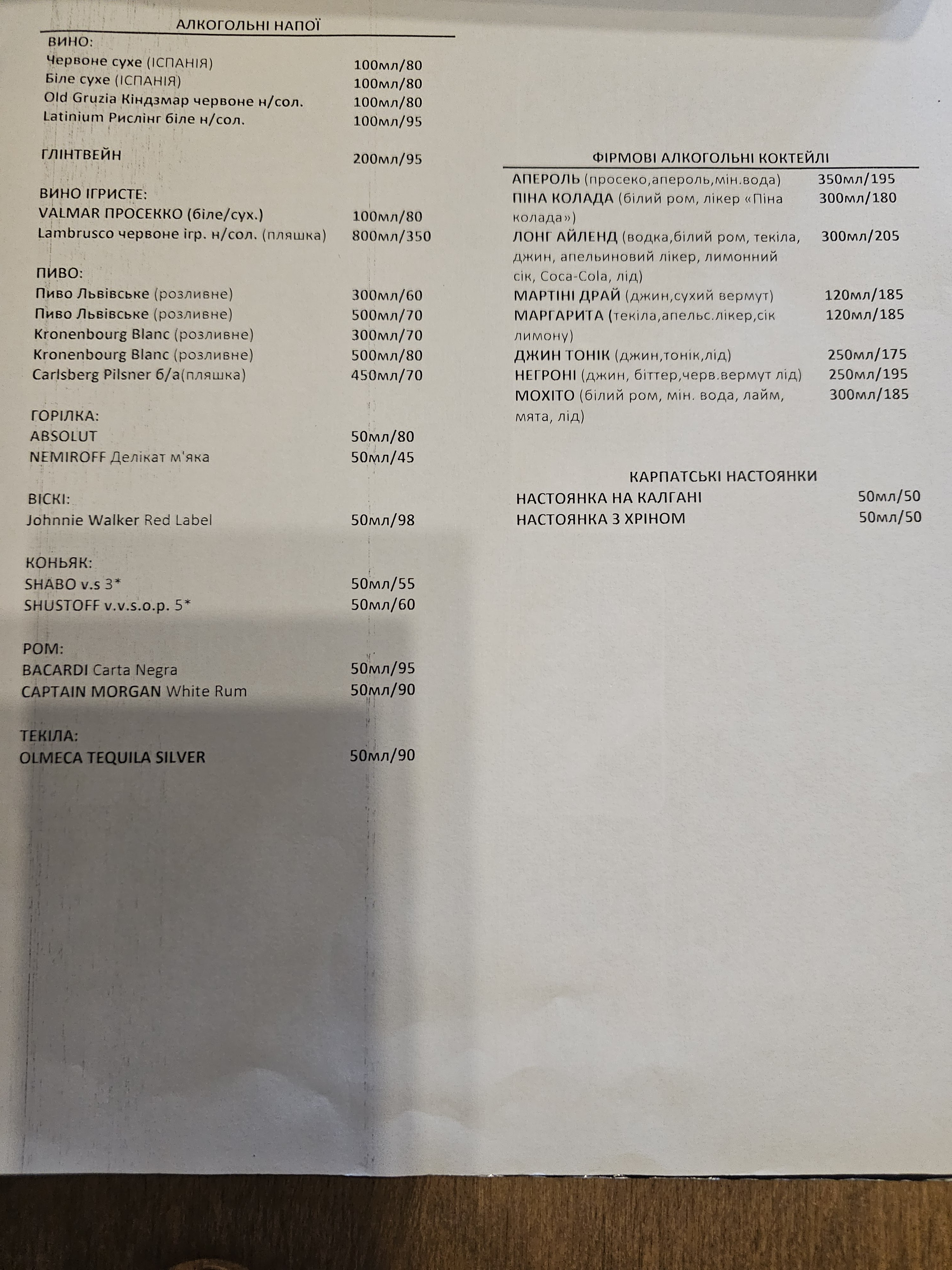 di Benvenuto menu 7