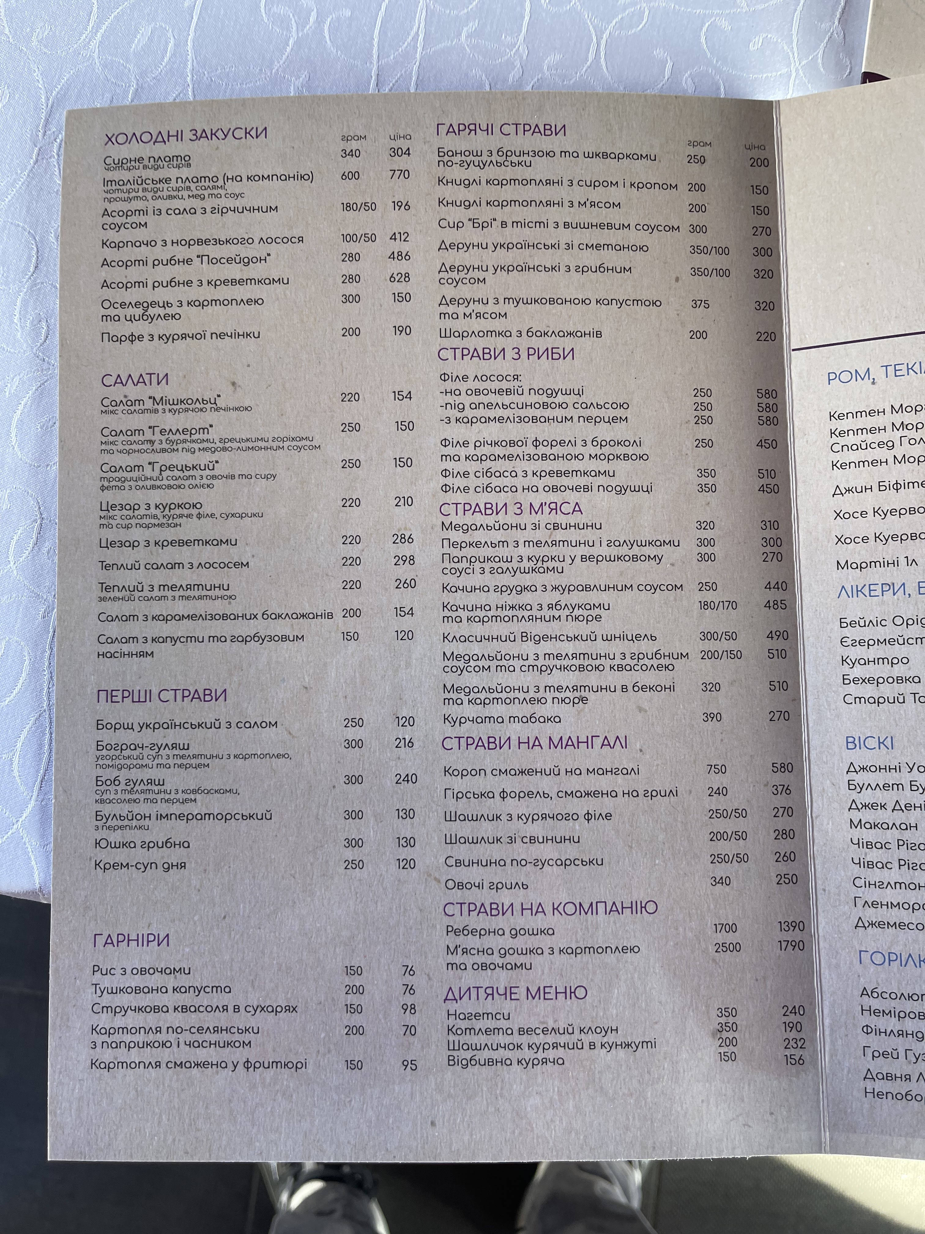 Leybova Gora menu 3